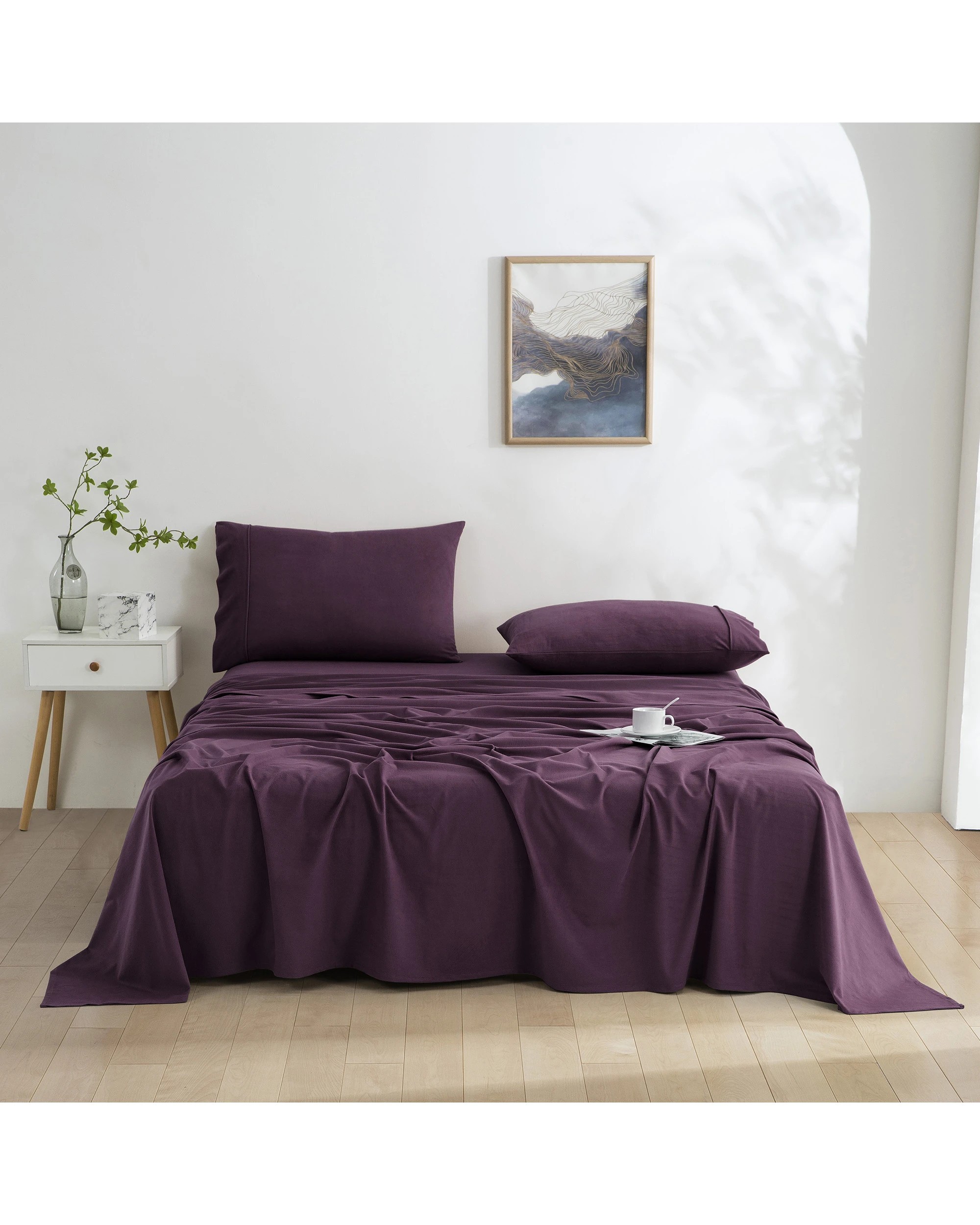 1 Dreamaker Micro Flannel Sheet Set - King Single Bed - Cherry, 1 of 9