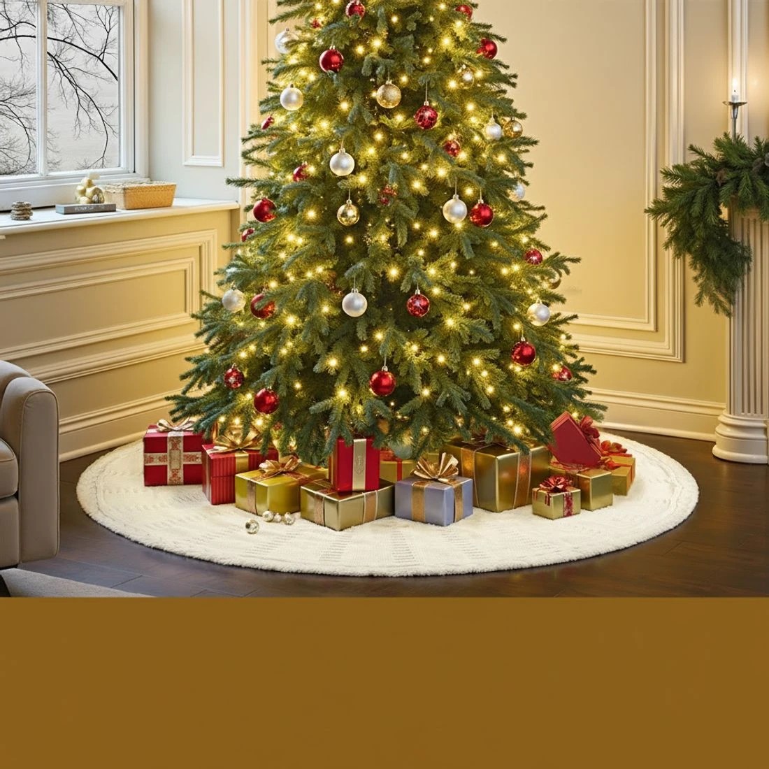 4 Jingle Jollys Christmas Tree Skirt 120cm Knitted Xmas Tree Ornaments Decor - Beige, 4 of 6