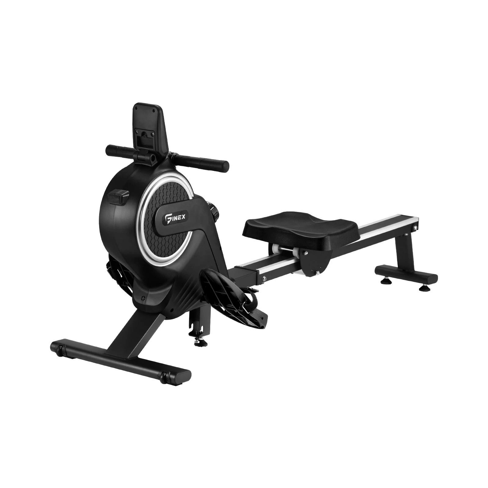 1 Finex Rowing Machine Rower Magnetic Aluminium - Black, 1 of 8