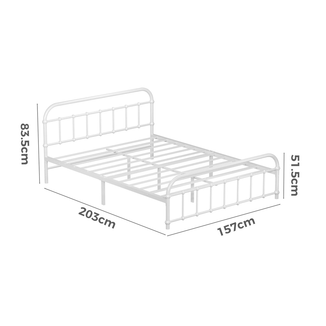 10 Alfordson Metal Bed Frame Queen Size Mattress Base Industrial Platform - White, 10 of 10