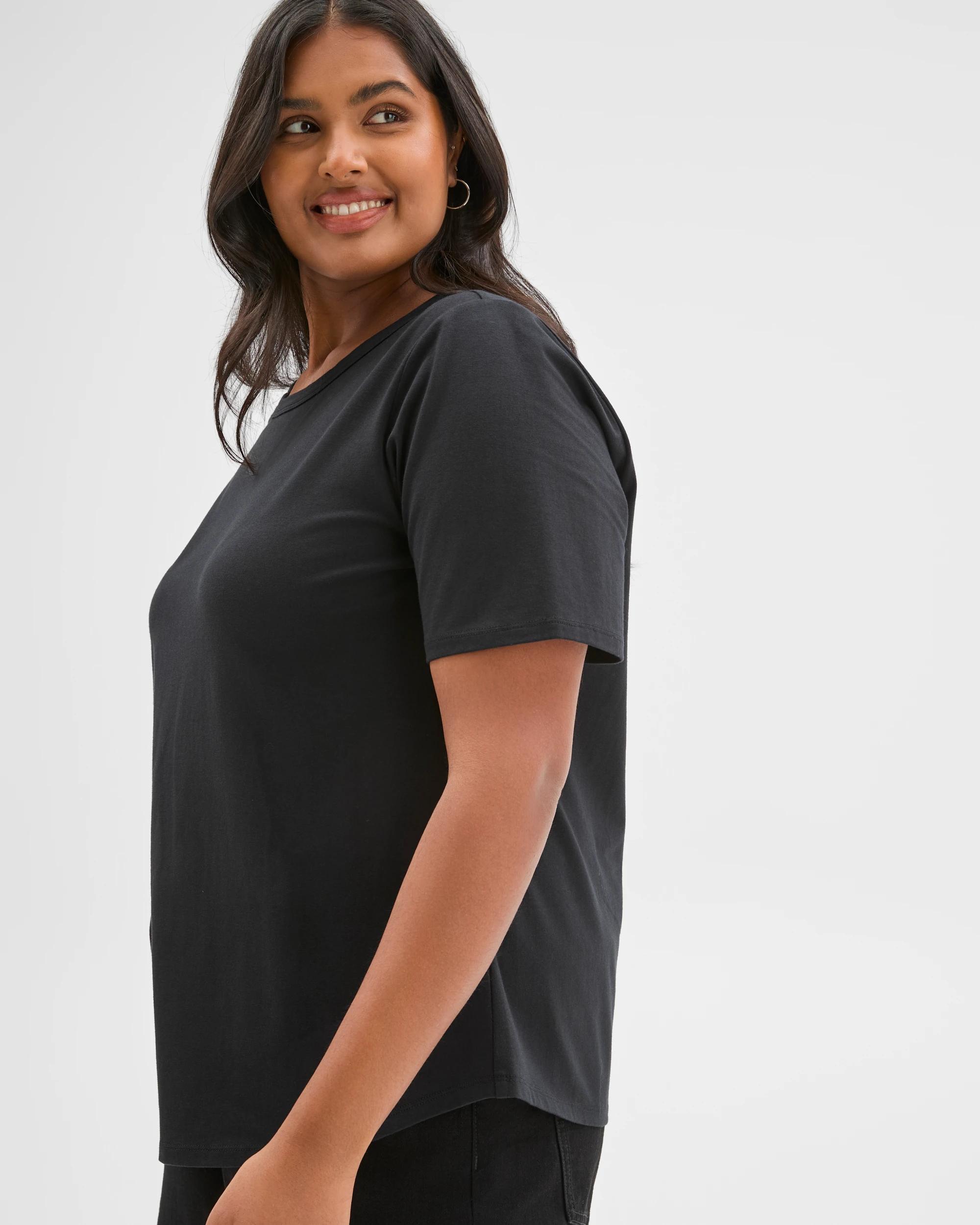 7 Target Curve Plus Size Australian Cotton Crew Neck T-Shirt BLACK, 7 of 9