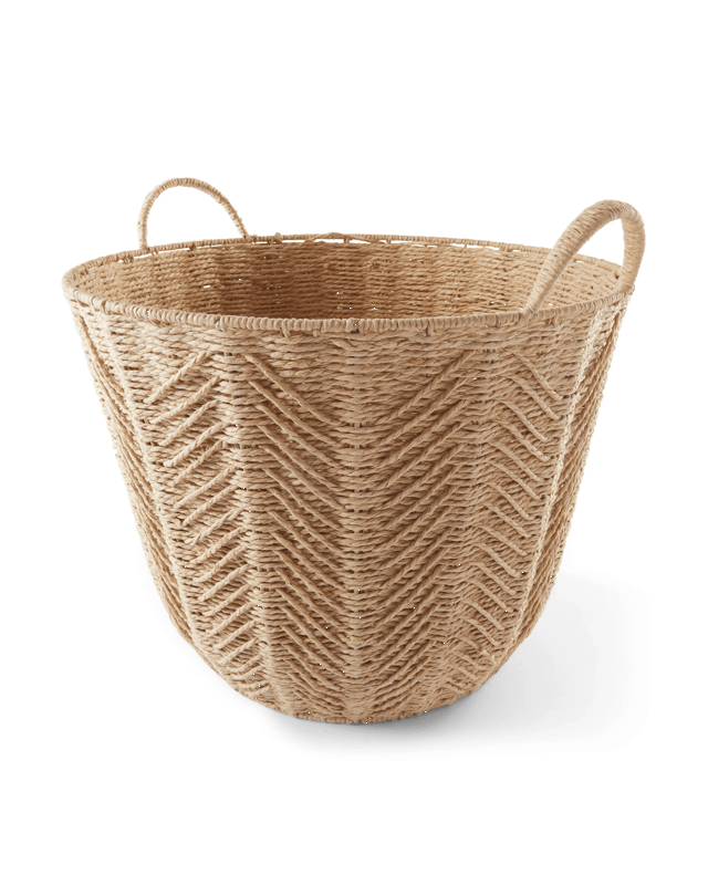 Round Herringbone Paper Rope Basket - Nat