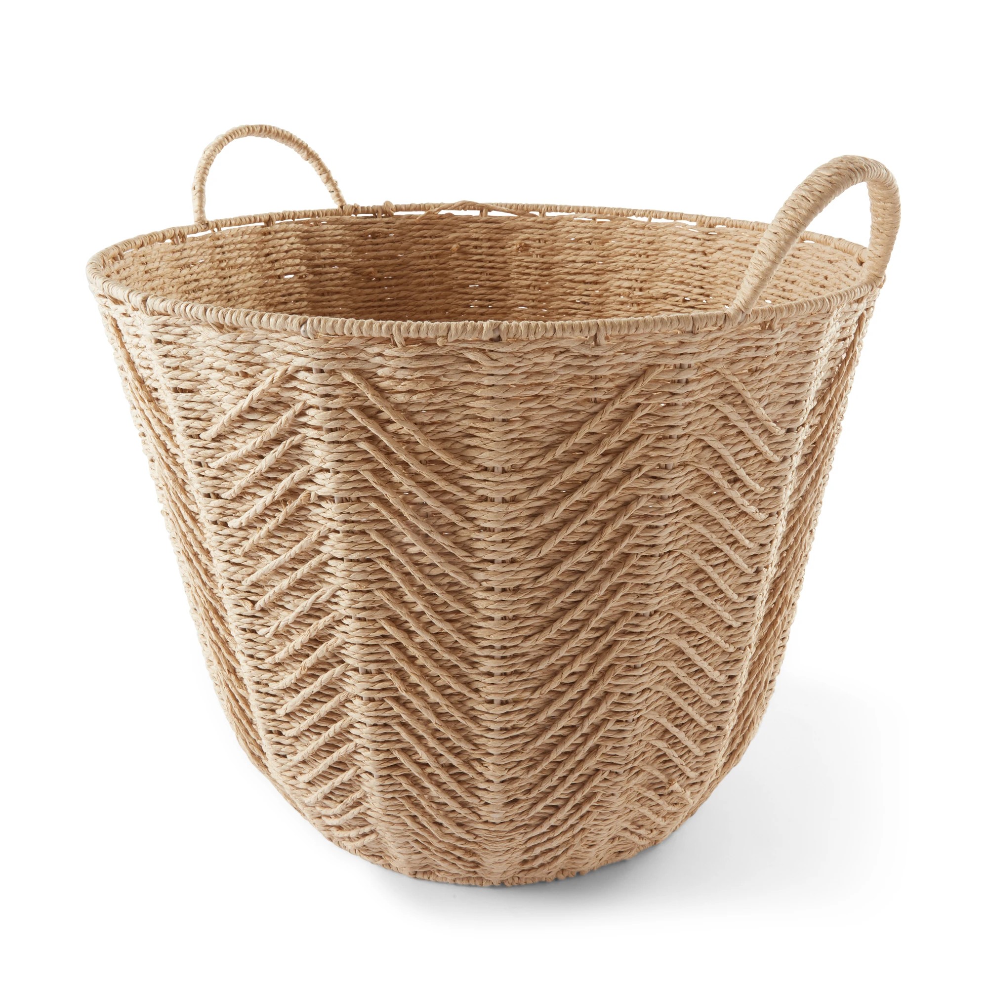 1 Round Herringbone Paper Rope Basket - Natural, 1 of 9