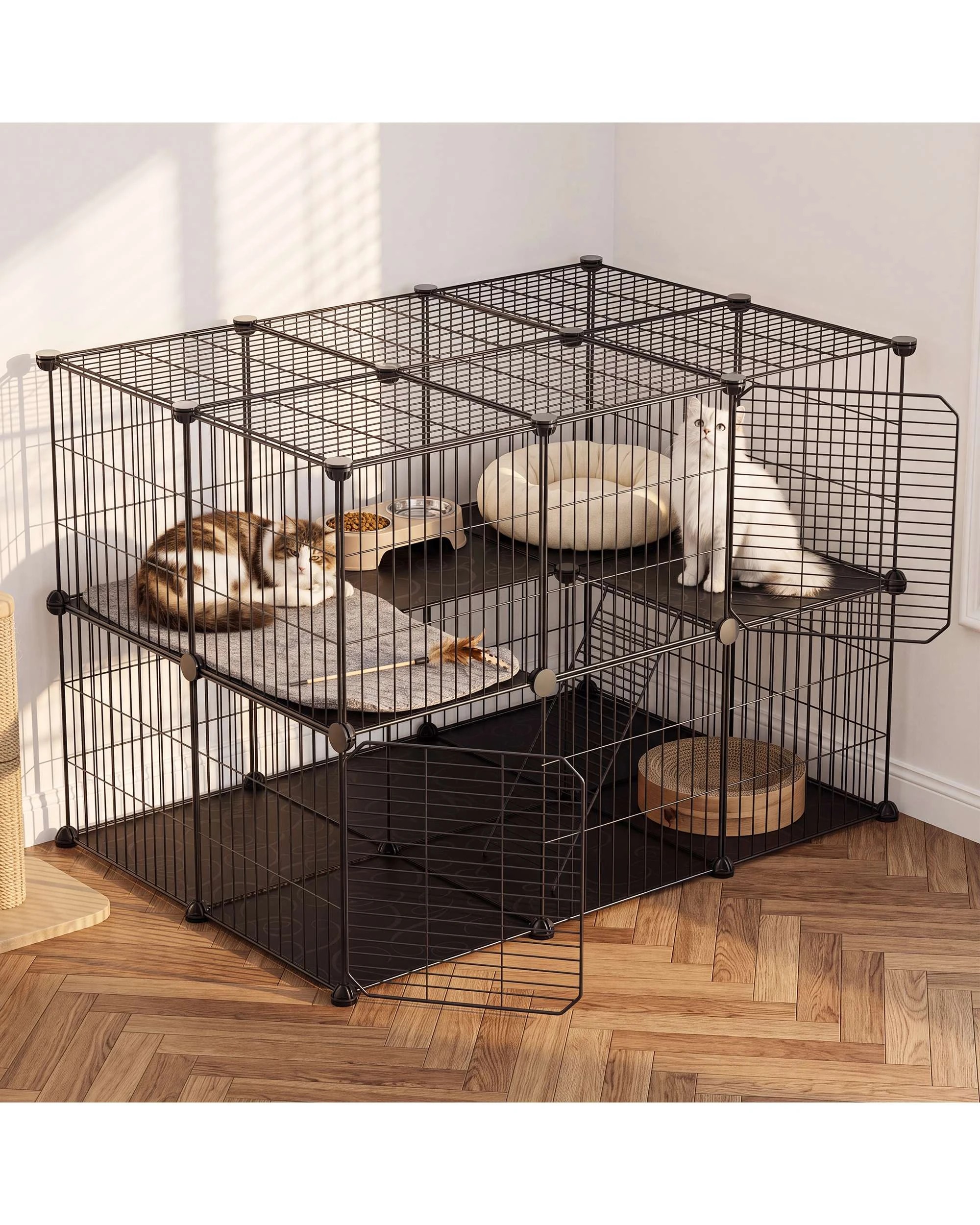 2 Advwin DIY Cat Cage Enclosure Pet Crate Rabbit Hutch Pet Scene Kitty Kennel, 2 of 8