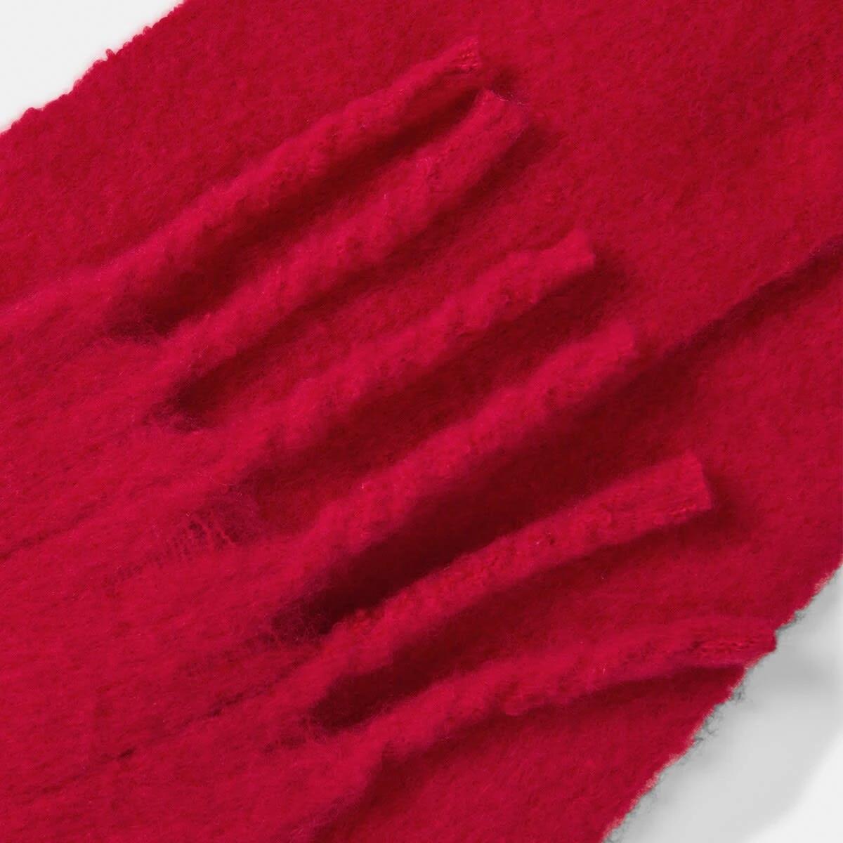 2 Narrow Fluffy Scarf Cherry Red, 2 of 4
