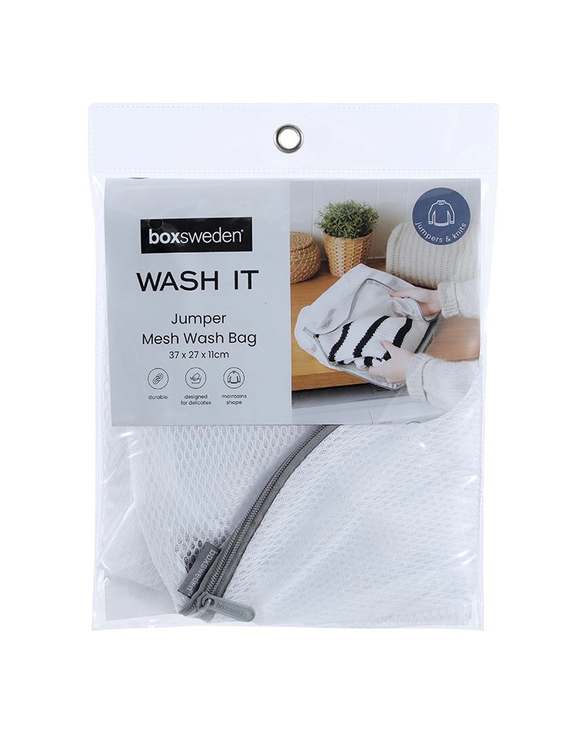 1 Boxsweden Wash It 37x27cm Washing Machine Mesh Clothes Bag Laundry Storage White
 - White, 1 of 5
