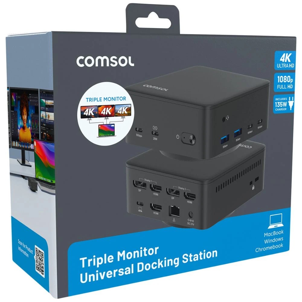 2 Comsol Triple 4K HDMI+DP Docking Station, 2 of 9