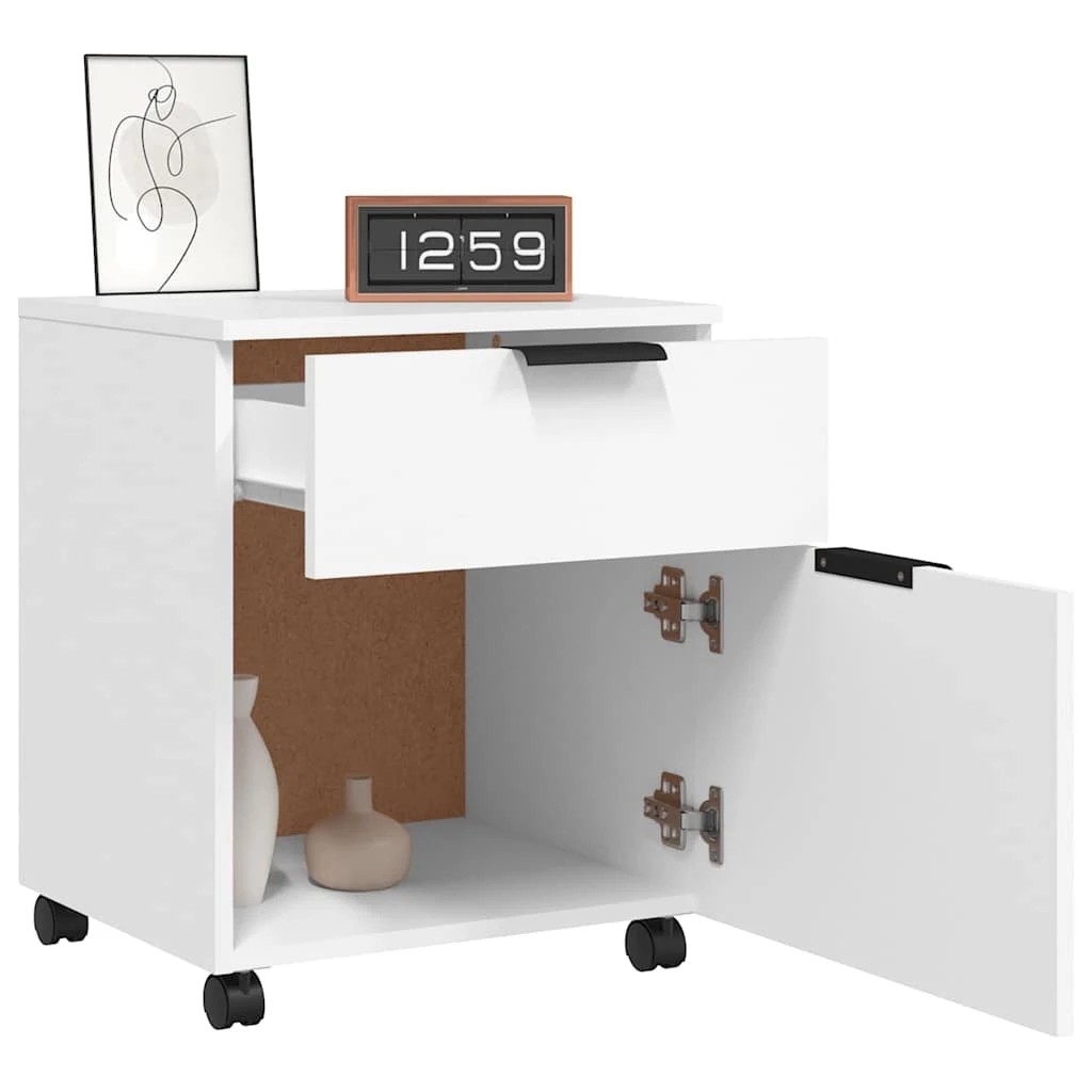 8 vidaXL Mobile File Cabinet with Wheels Ample Storage - White, 8 of 9