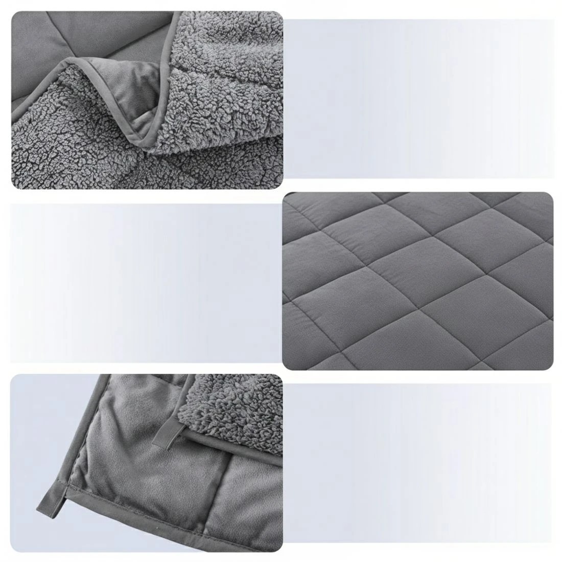 9 Giselle 6.8KG Weighted Blanket Adults Kid Anti Anxiety Gravity Blankets Sherpa - Grey, 9 of 9