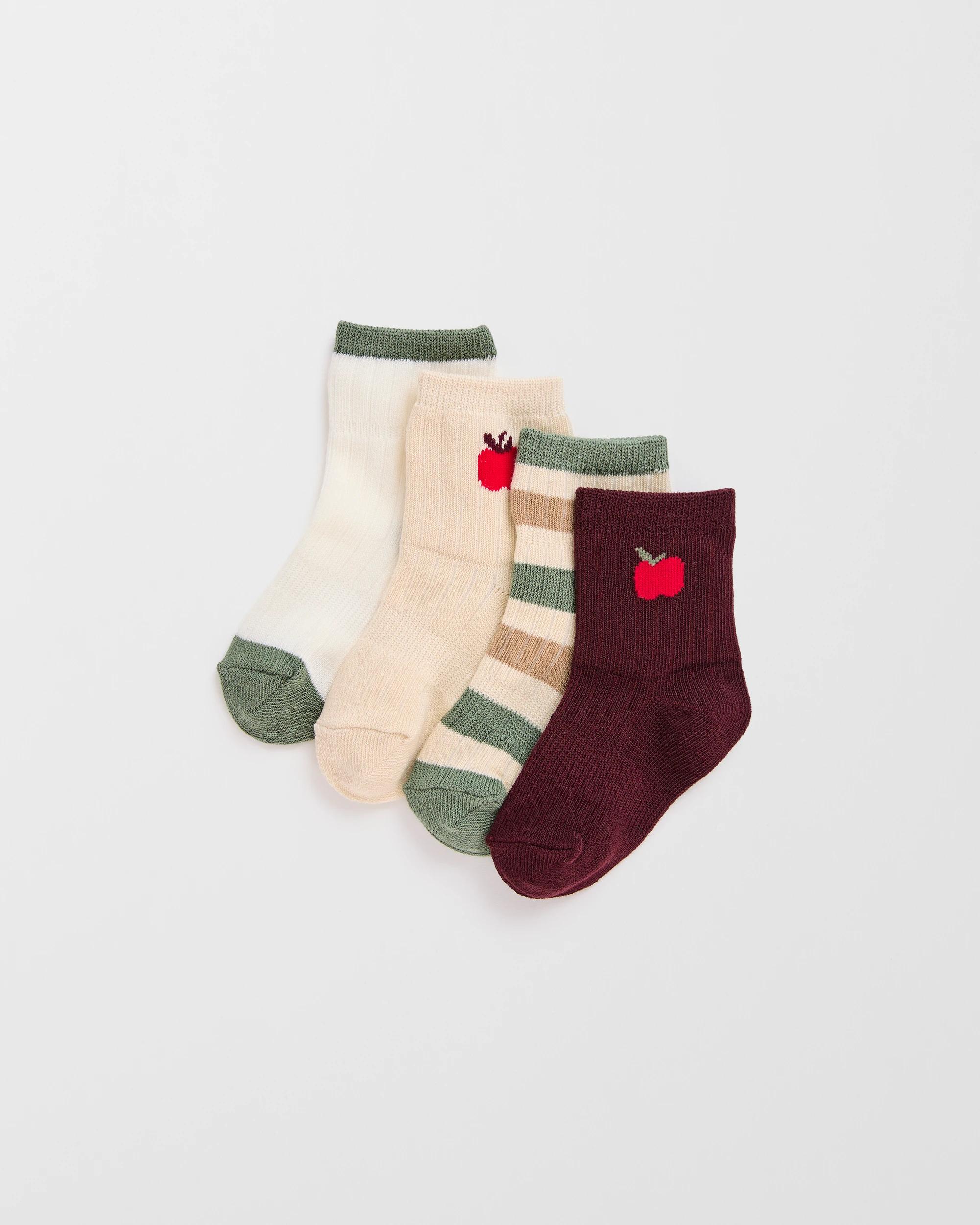1 Target Baby Baby Australian Cotton Blend 4 Pack Rib Crew Socks BROWN APPLE, 1 of 3
