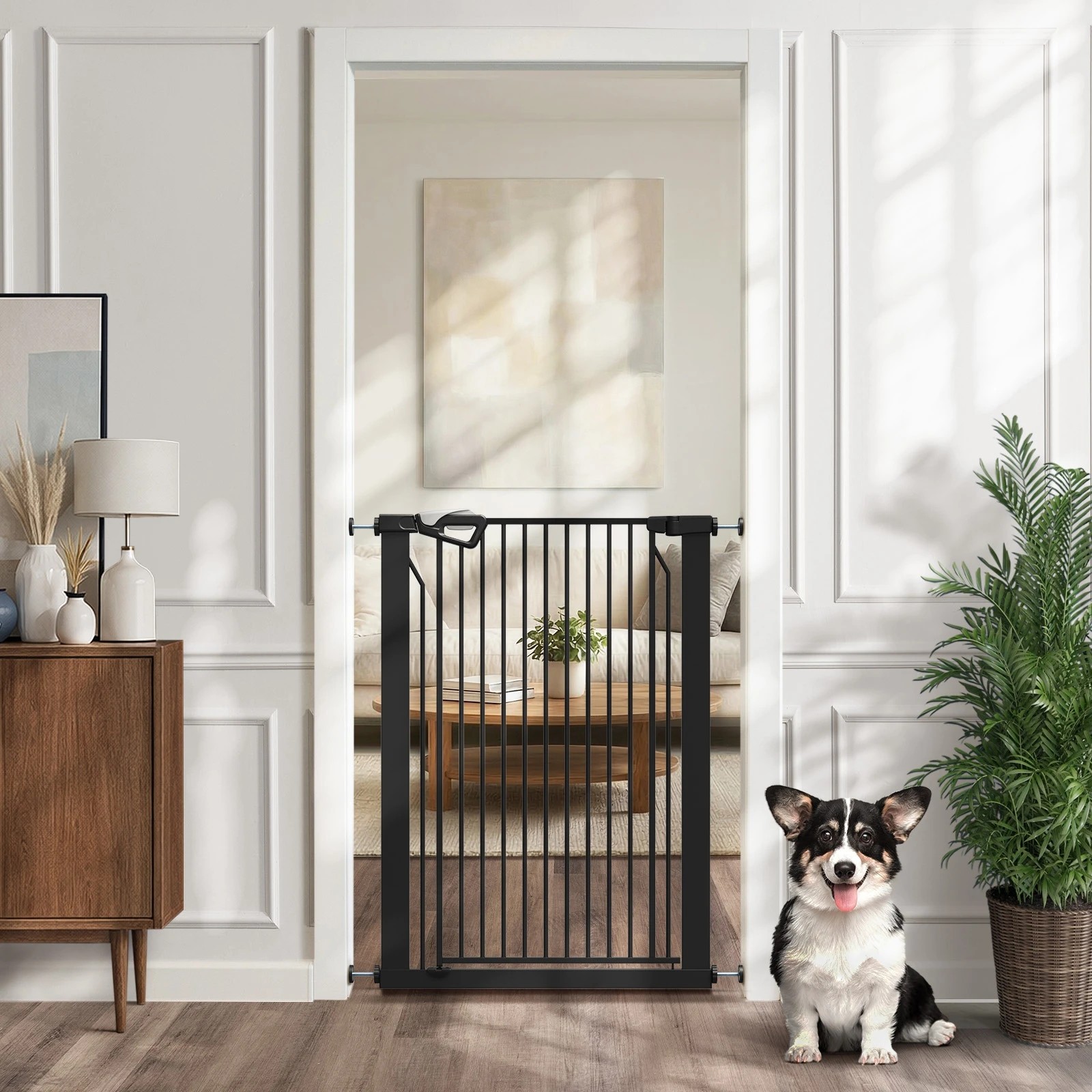 2 Alopet 120cm Retractable Safety Gate Pet Dog Cat Fence Guard Door - Black, 2 of 7