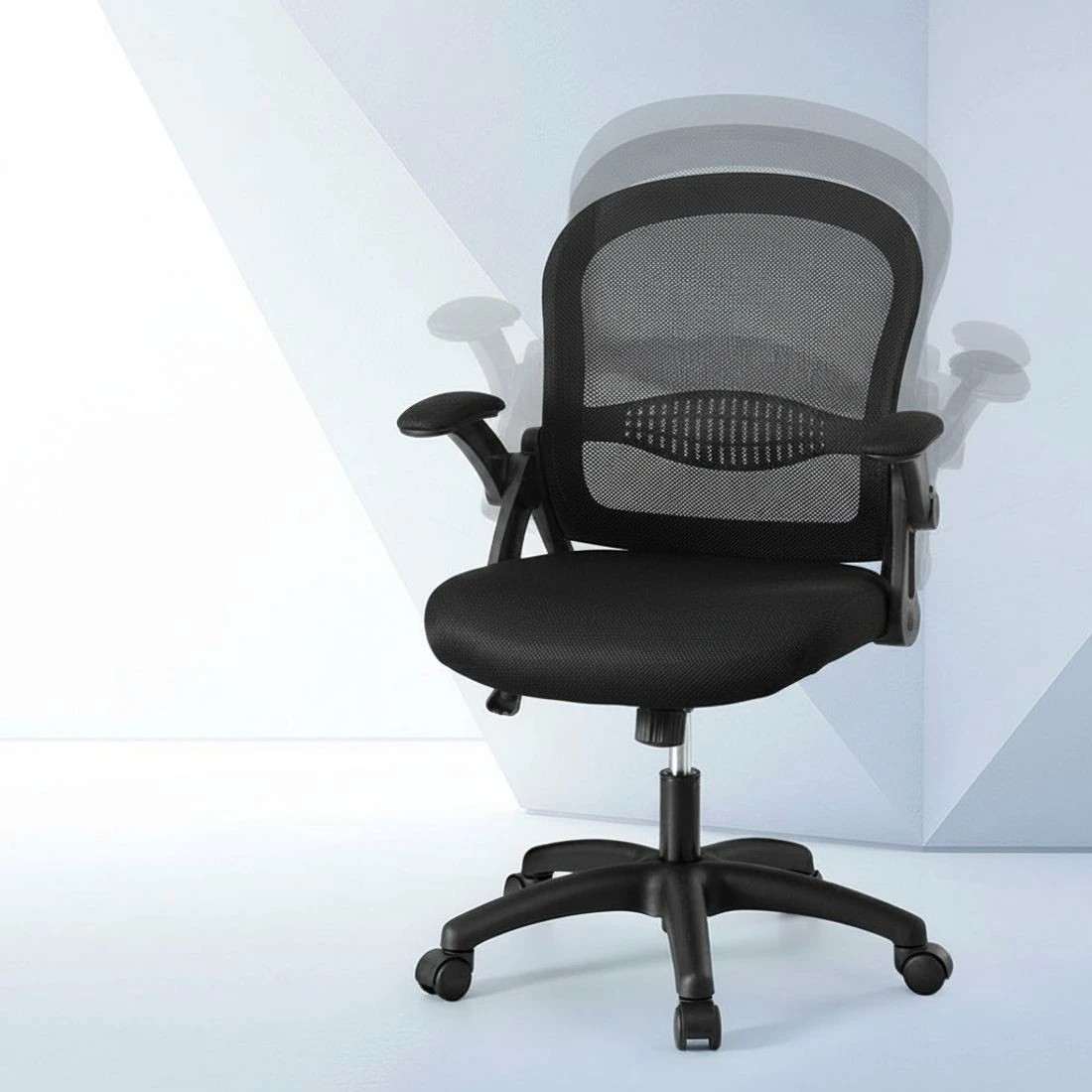 4 Artiss 2x Mesh Office Chair Computer Gaming Desk Chairs Work Study Mid - Black, 4 of 6