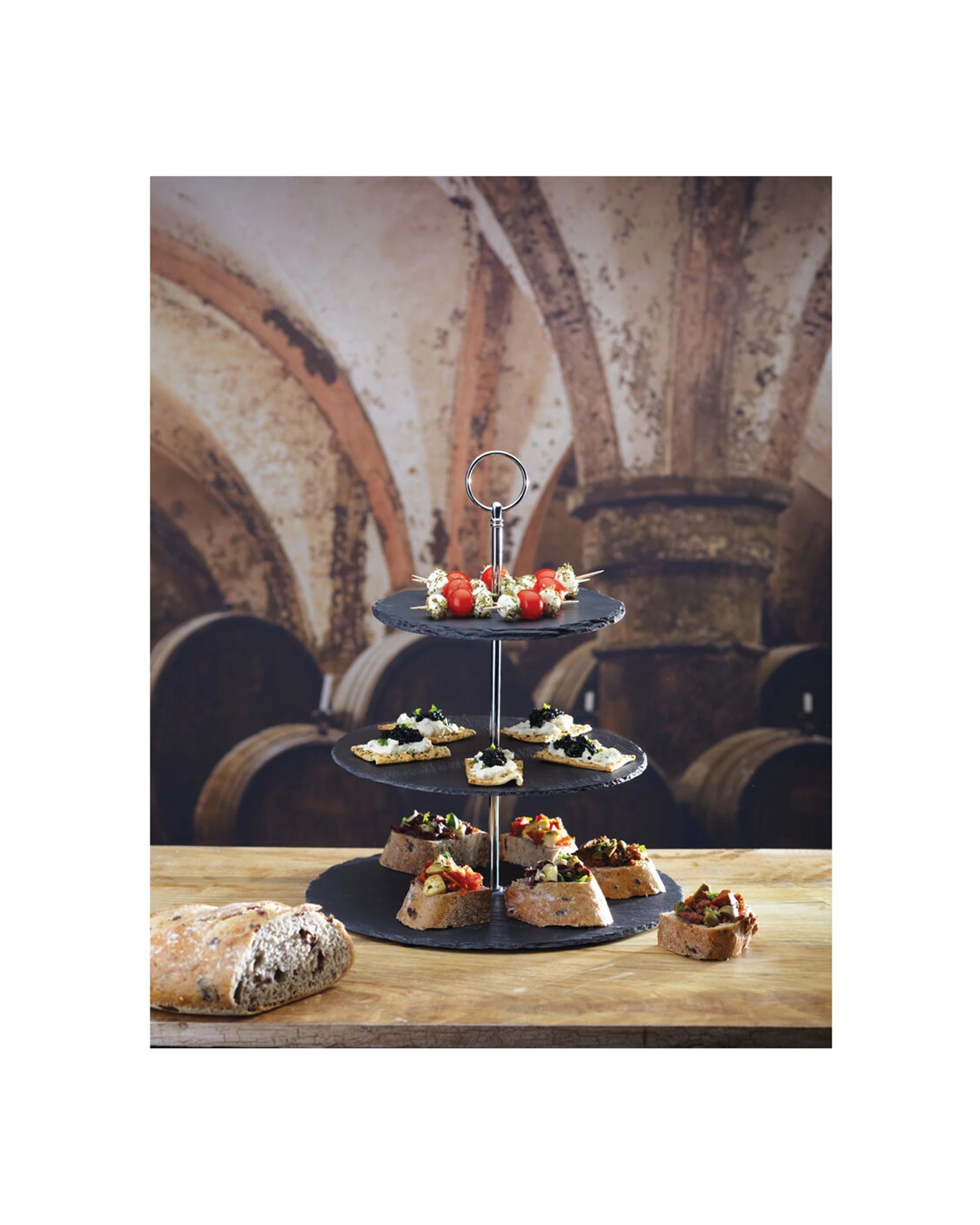 3 Artesa Appetiser Rustic Slate 3 Tier Serving Stand Appetisers 34.5x28.5cm - Multi, 3 of 4