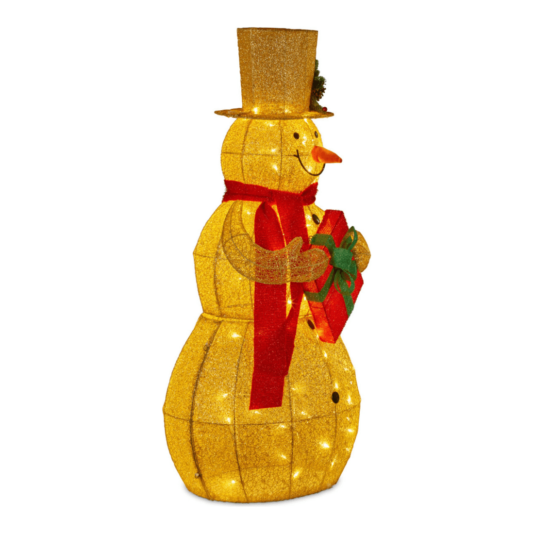 2 Christabelle 120cm Gold Outdoor Christmas Snowman With Lights, 2 of 2
