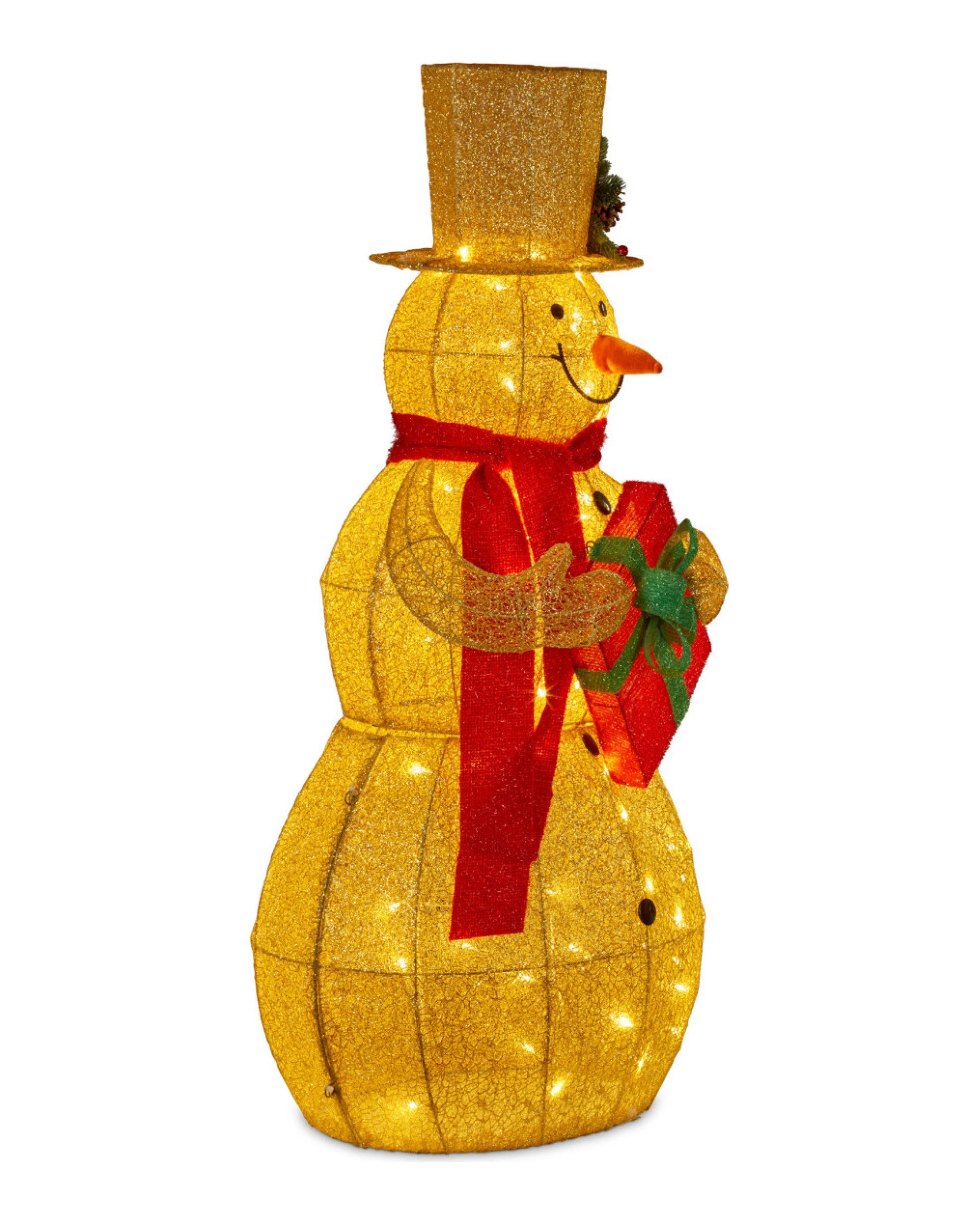 2 Christabelle 120cm Gold Outdoor Christmas Snowman With Lights, 2 of 2