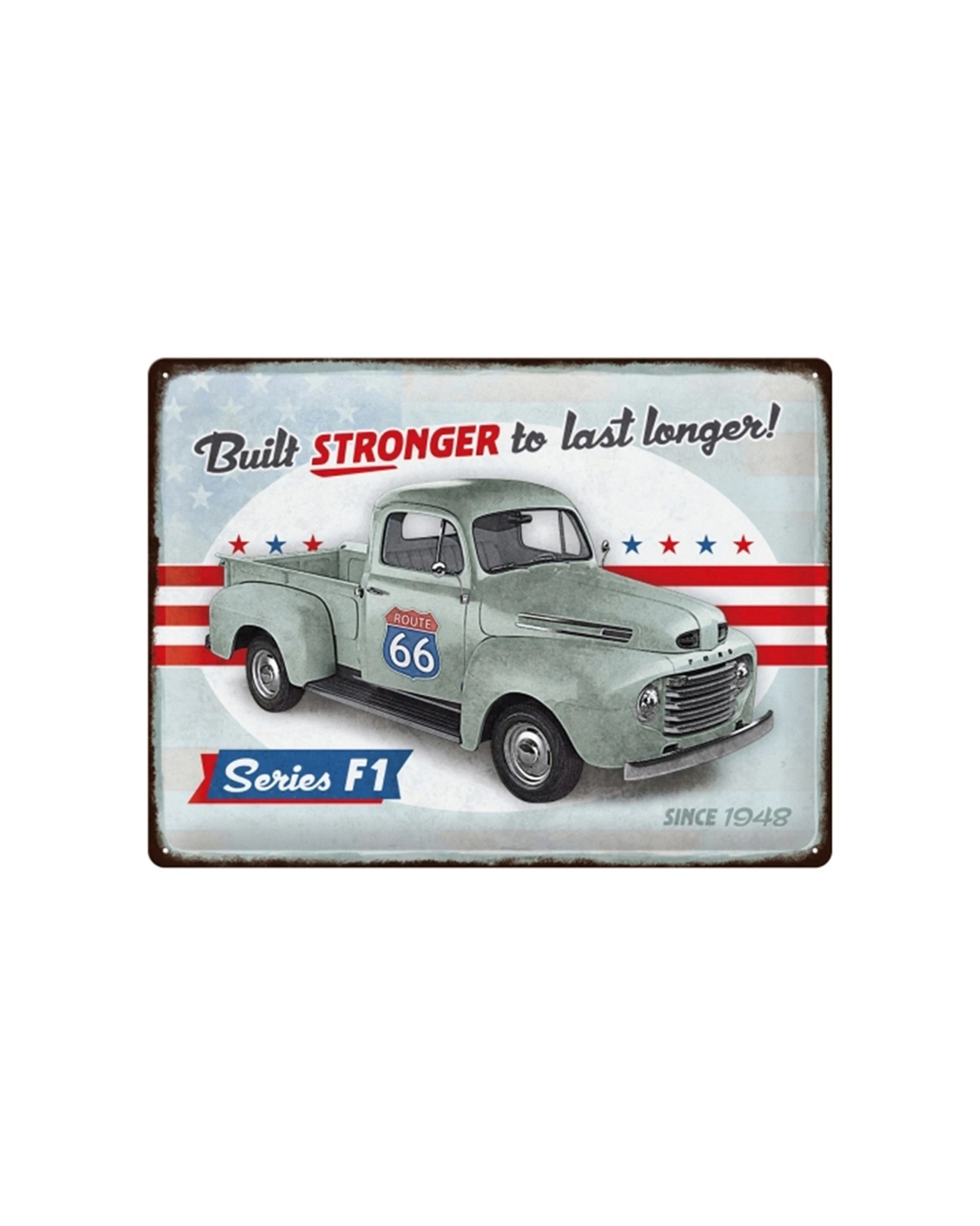 1 Nostalgic-Art Large 30x40cm Metal Wall Art Sign Plaque - Ford T1 Built Stronger Since 1948 - Multi, 1 of 1