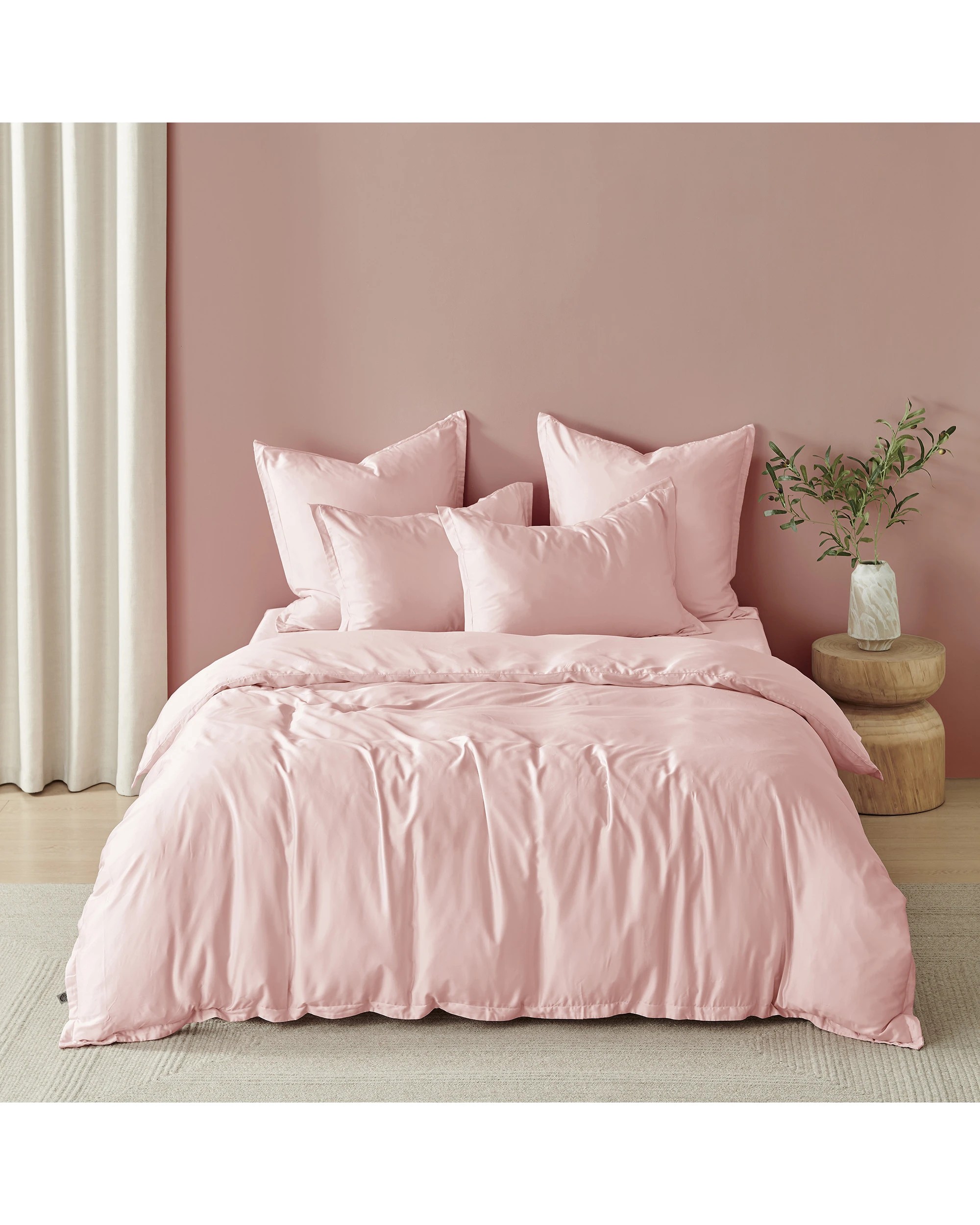 2 Natural Home 400TC 100% Bamboo Sateen Tailored Quilt Cover Set - Super King Bed - Blush Pink, 2 of 7