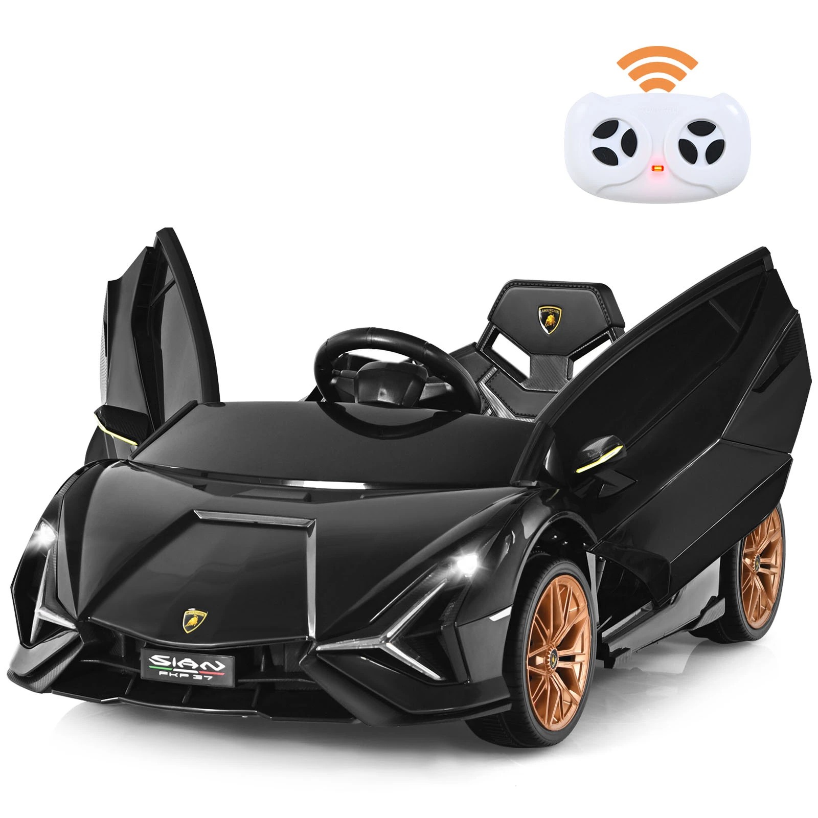 1 Costway Lamborghini Licensed Ride On Car 12V Electric Toy Car - Black, 1 of 1