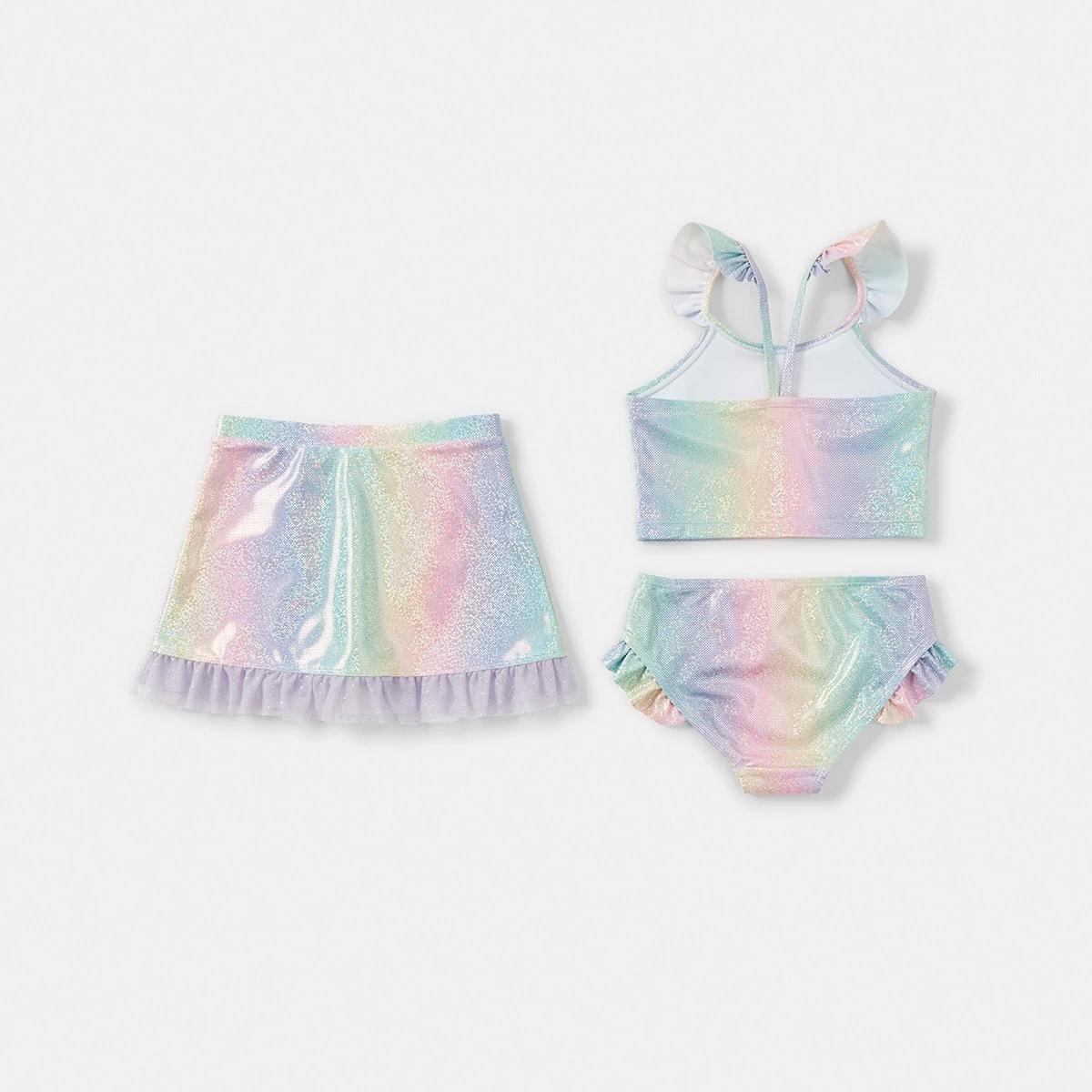2 3 Piece Frill Bikini Skirt Set Foil Rbw, 2 of 8