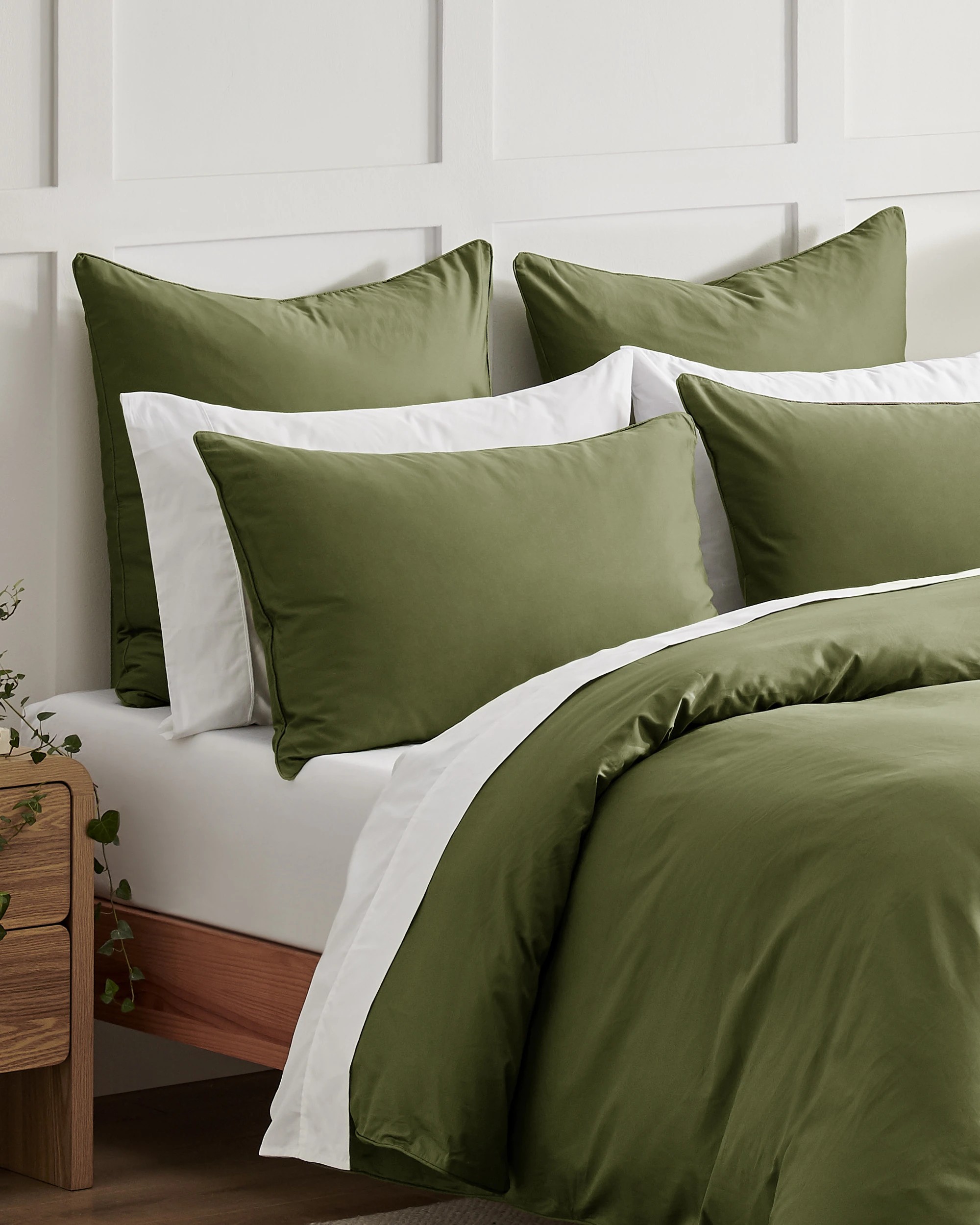 6 Dreamaker 400TC Premium Cotton Sateen Piped European Pillowcase Twin Pack - Olive, 6 of 6