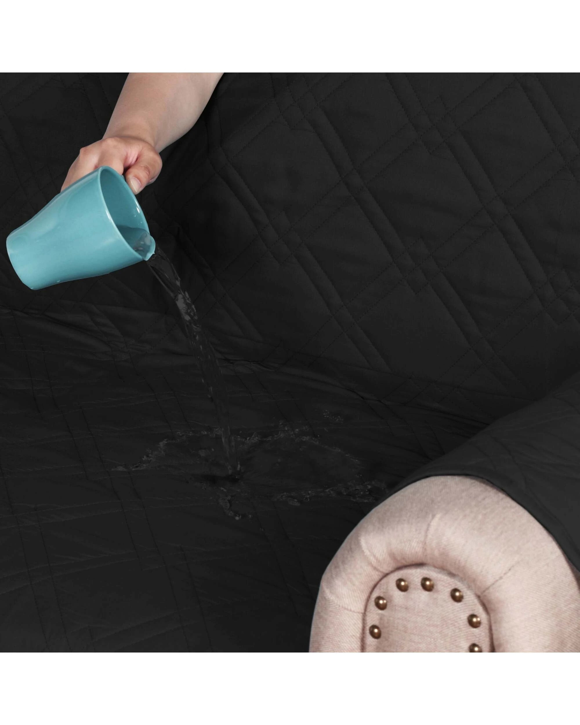 2 Smarcute 4 Seater Waterproof Sofa Cover Couch Cushion Furniture Protector - Black, 2 of 5