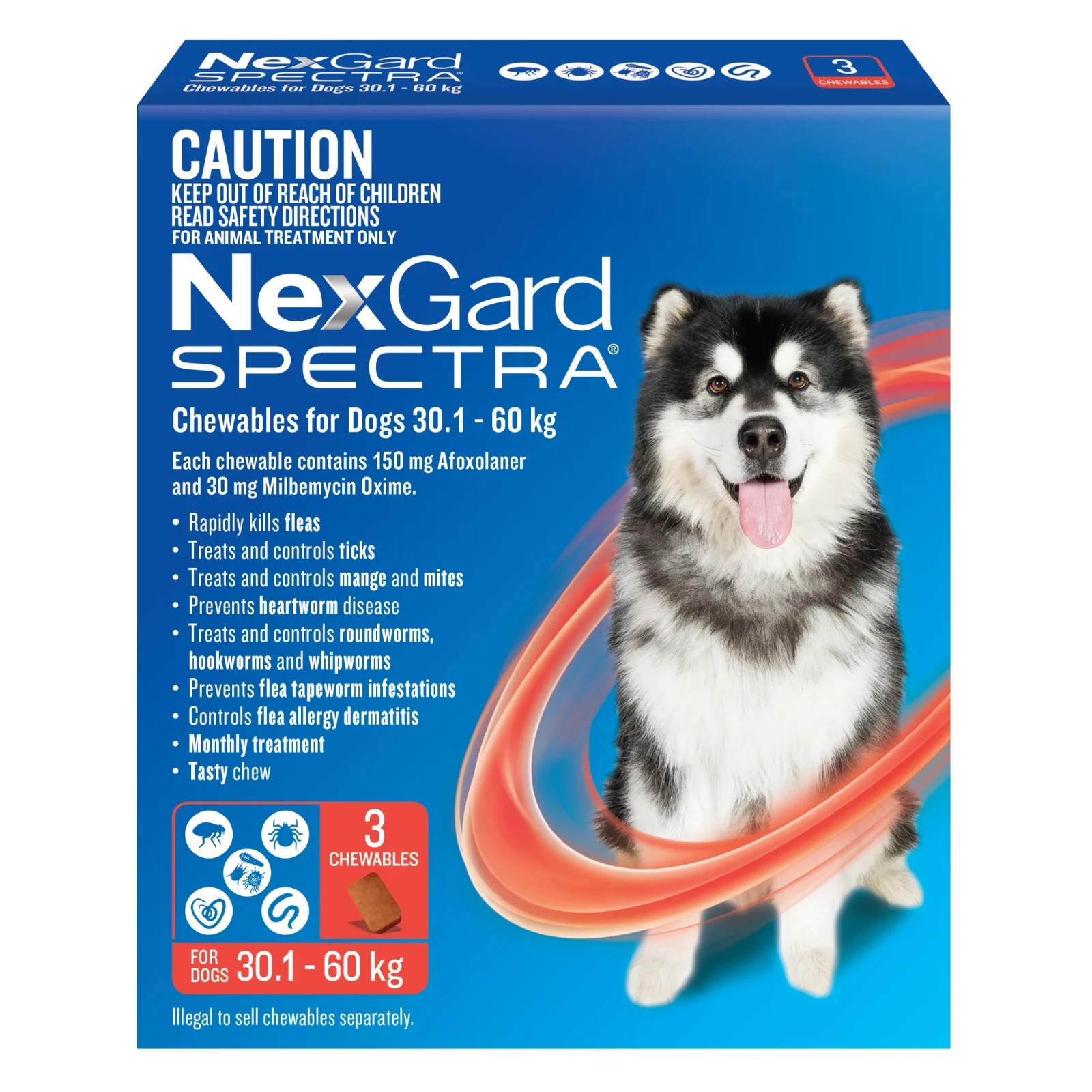 1 Nexgard Spectra Chewables For Very Large Dogs (30.1-60kg) Red - 3 Months Supply, 1 of 2
