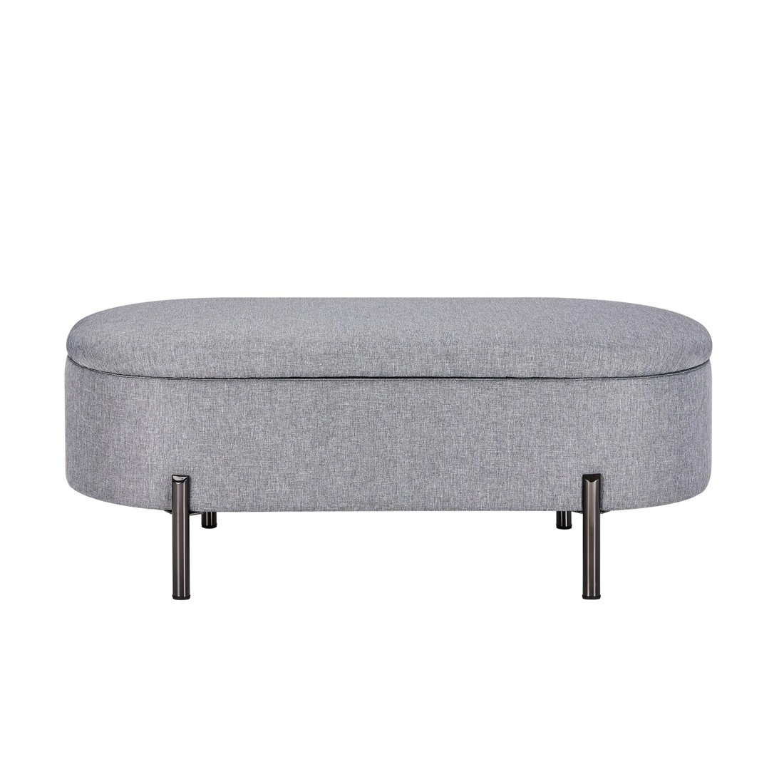 7 Oikiture Storage Ottoman Bench Oval Footstool Blanket Box Chest Toy Linen
 - Grey, 7 of 10