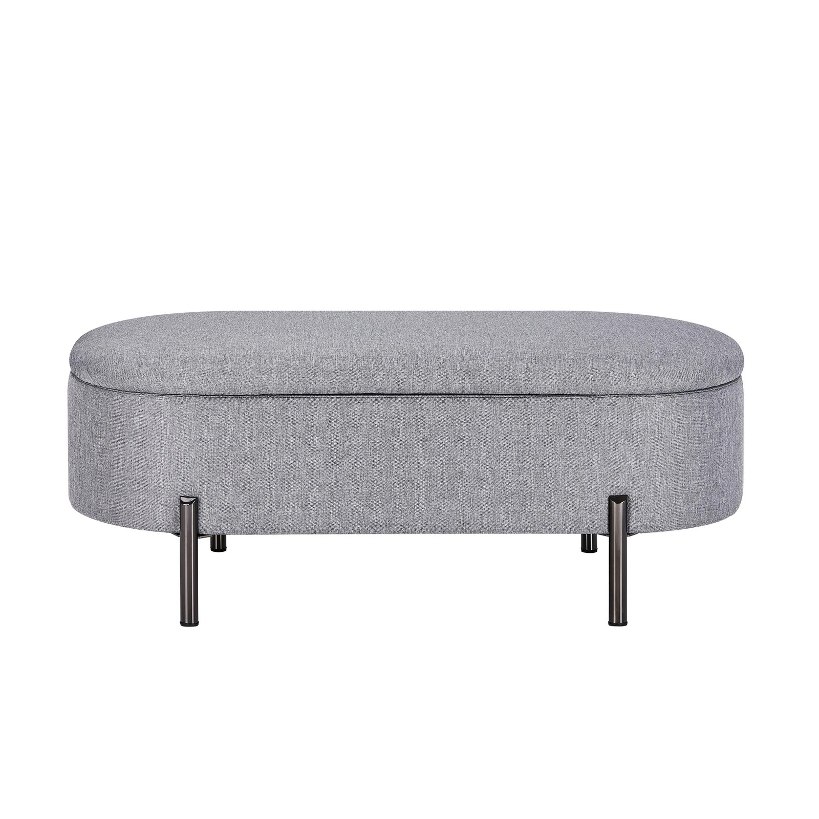 7 Oikiture Storage Ottoman Bench Oval Footstool Blanket Box Chest Toy Linen
 - Grey, 7 of 10