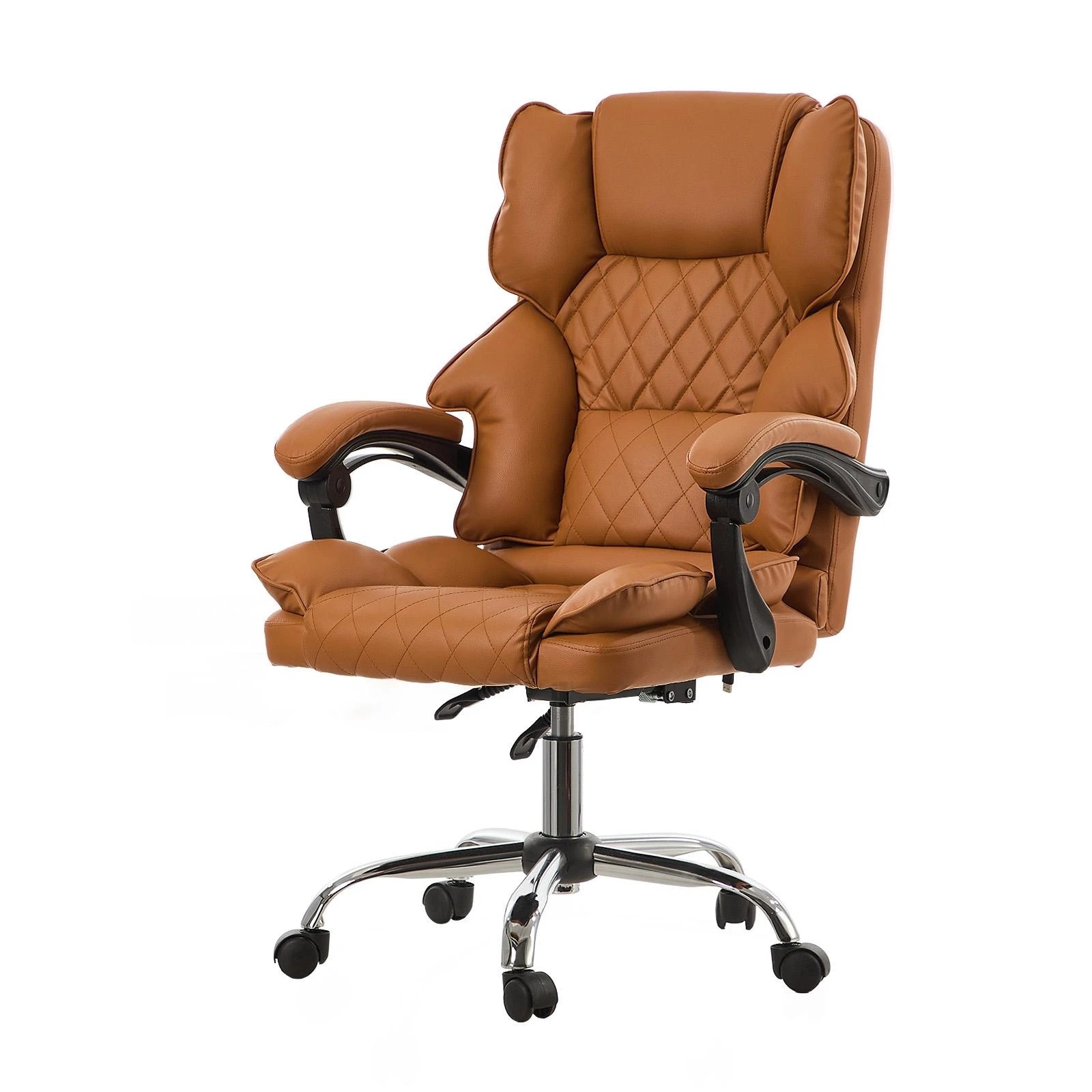 1 Oikiture Massage Office Chair Computer Racer PU Leather Seat Recliner - Brown, 1 of 7