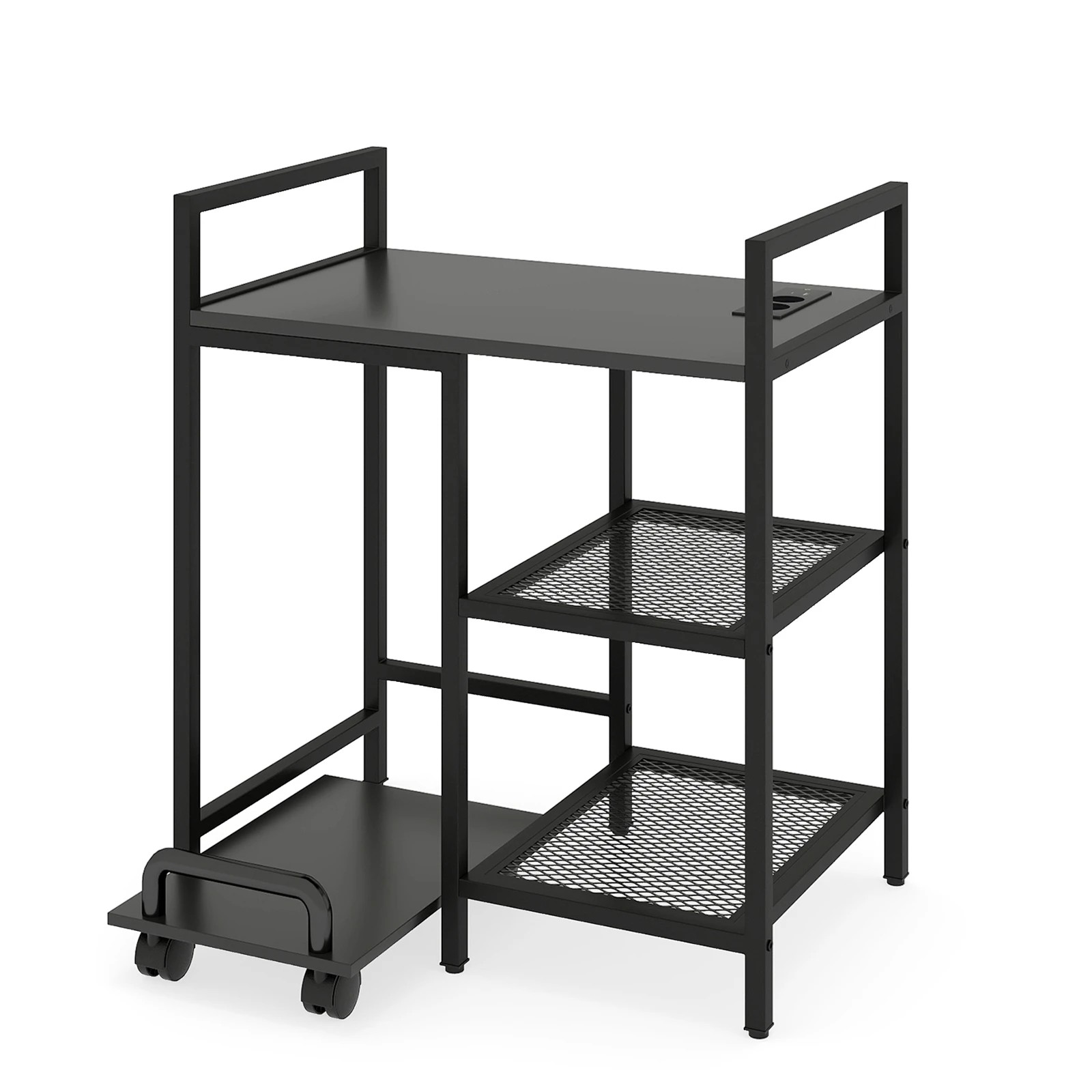 1 Costway Printer Stand w/Charging Station 3-Tier Storage Side Table - Black, 1 of 6