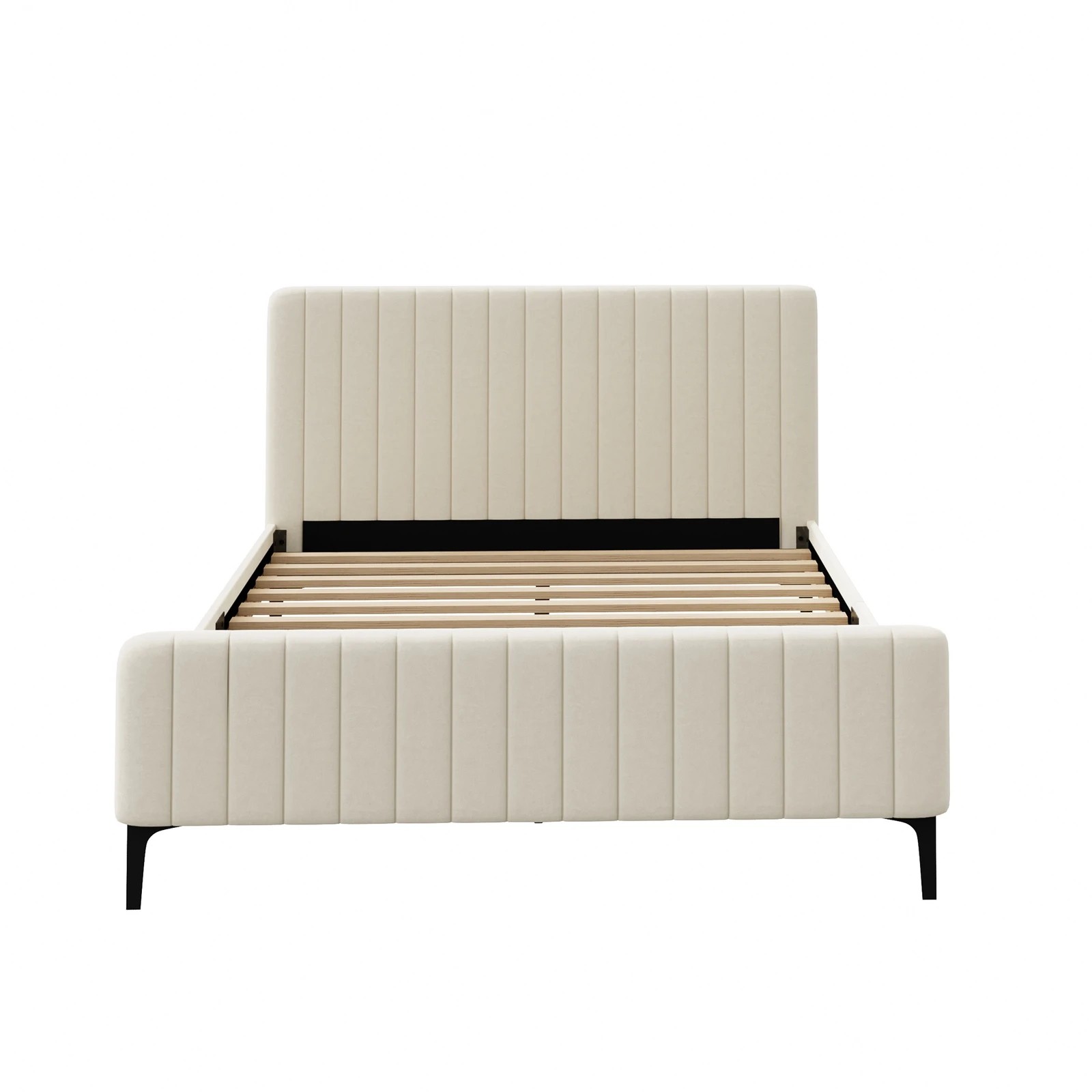 7 Oikiture Queen Bed Frame Beds Platform Velvet
 - Beige, 7 of 10