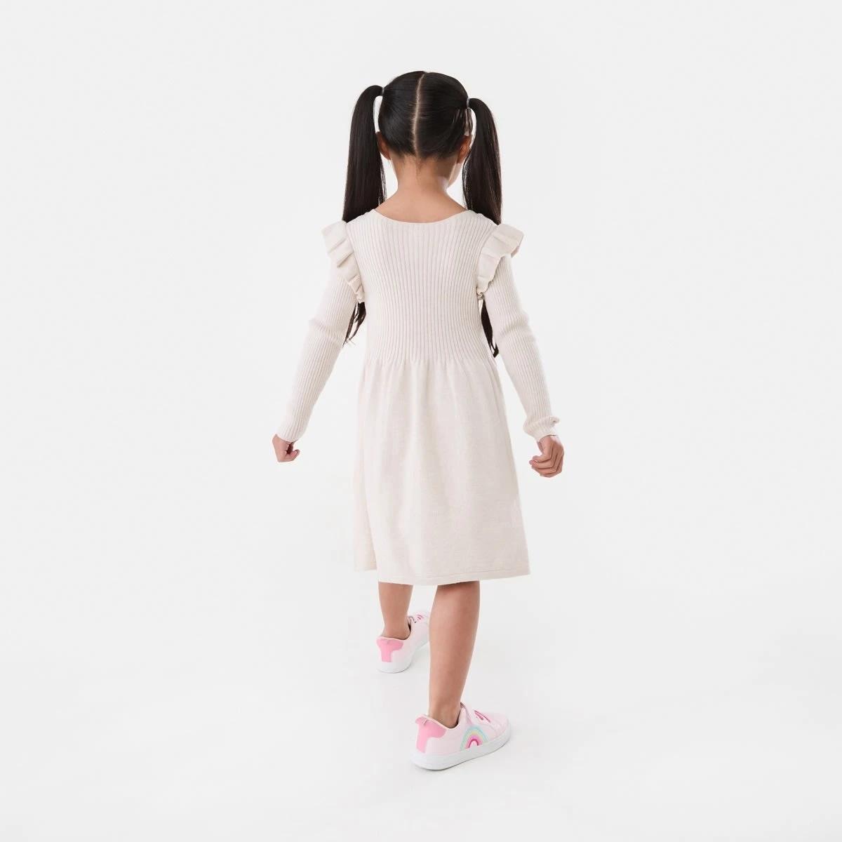 7 Long Sleeve Viscose Knit Dress Crm Marle, 7 of 9