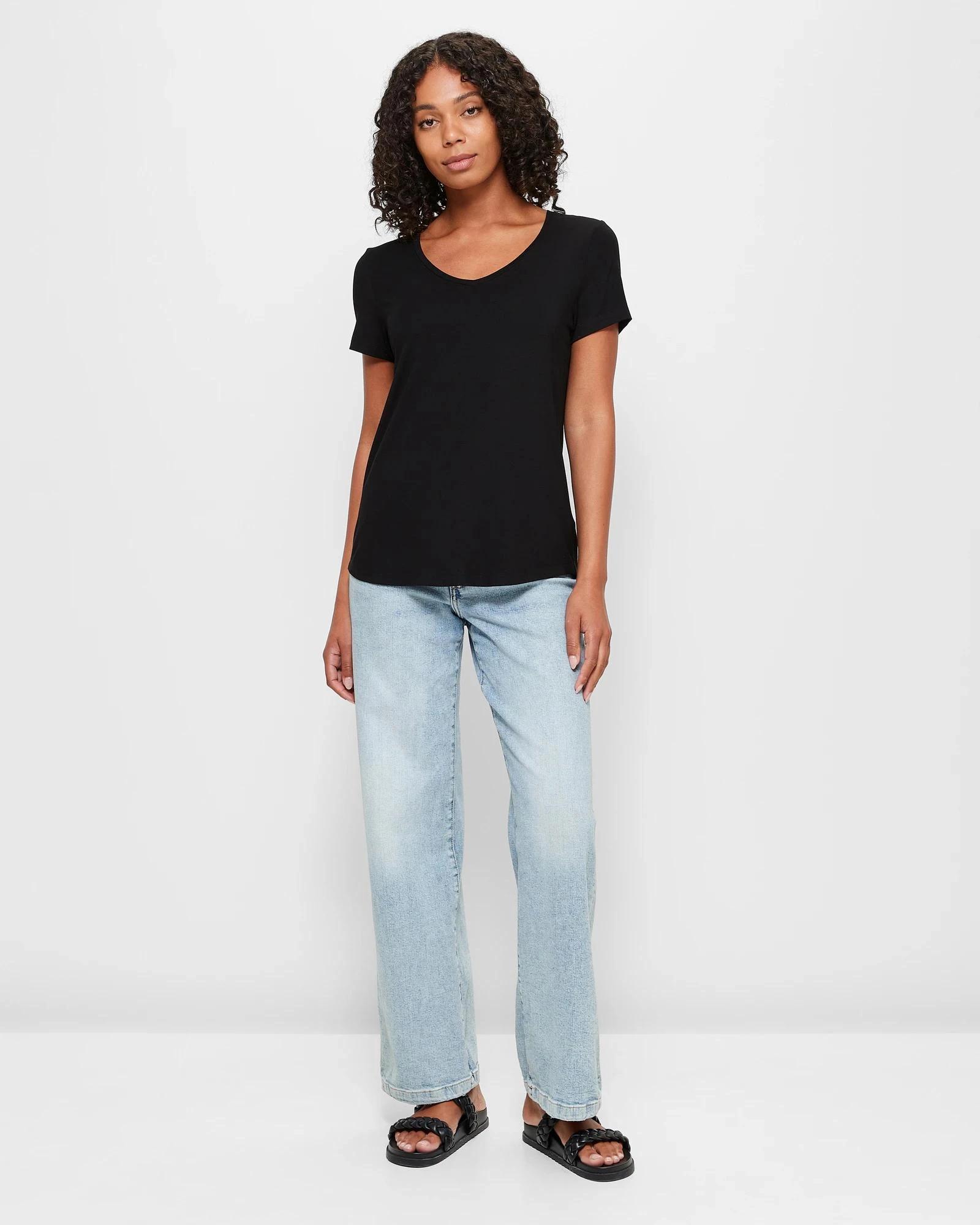 2 Target Viscose/Elastane V-Neck T-Shirt BLACK, 2 of 10