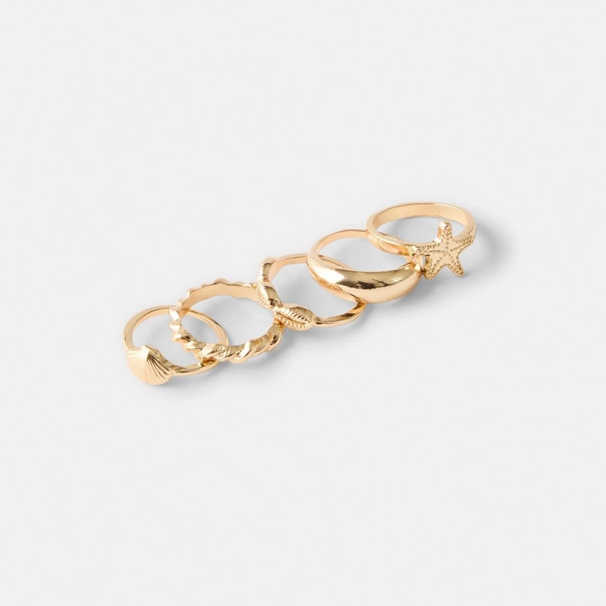 2 5 Pack Seashell Rings - Gold Tone GOLD, 2 of 4