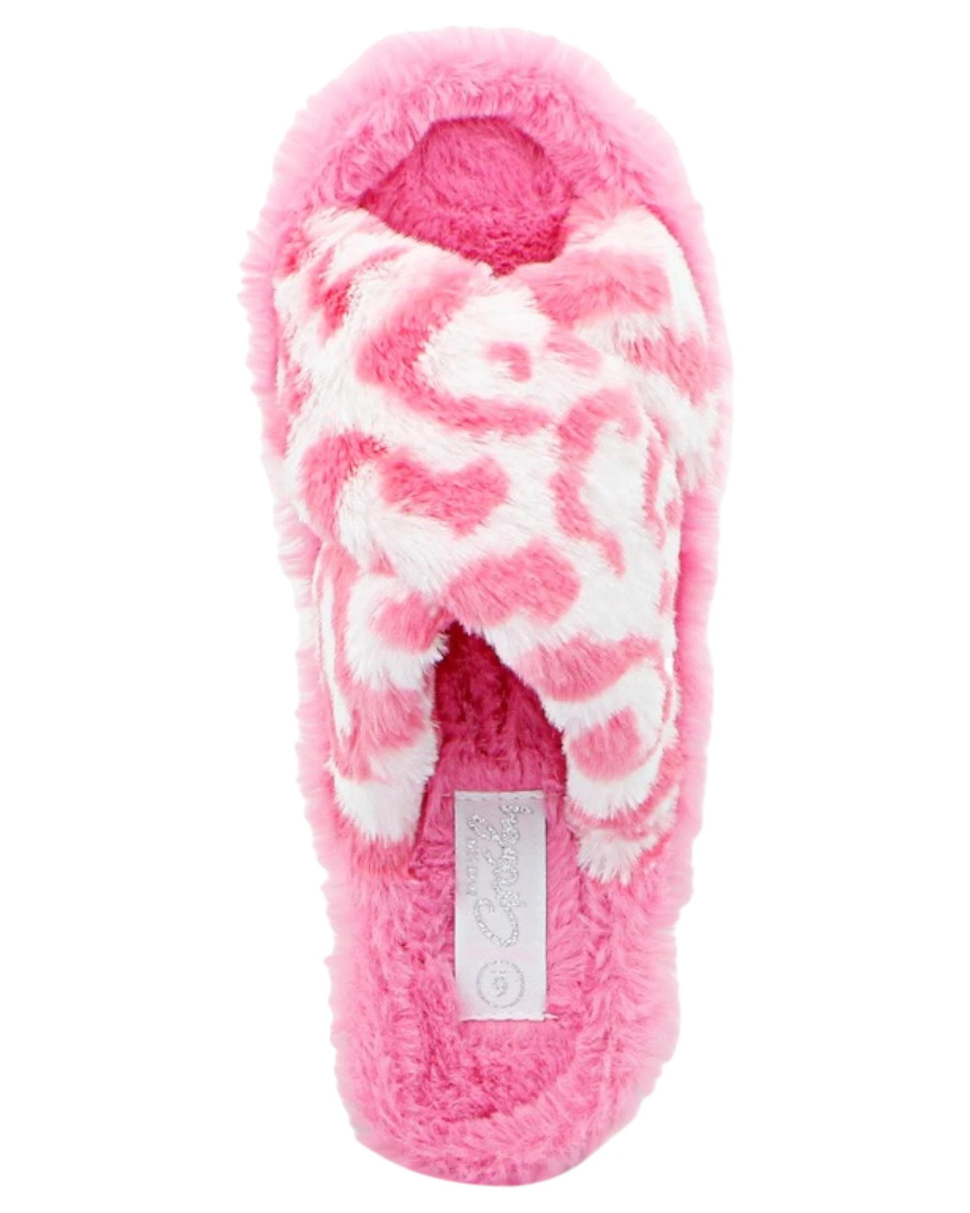 4 Grosby Womens Invisible Miah Pink/ White Indoor Fluffy Slippers PINK/WHITE, 4 of 4