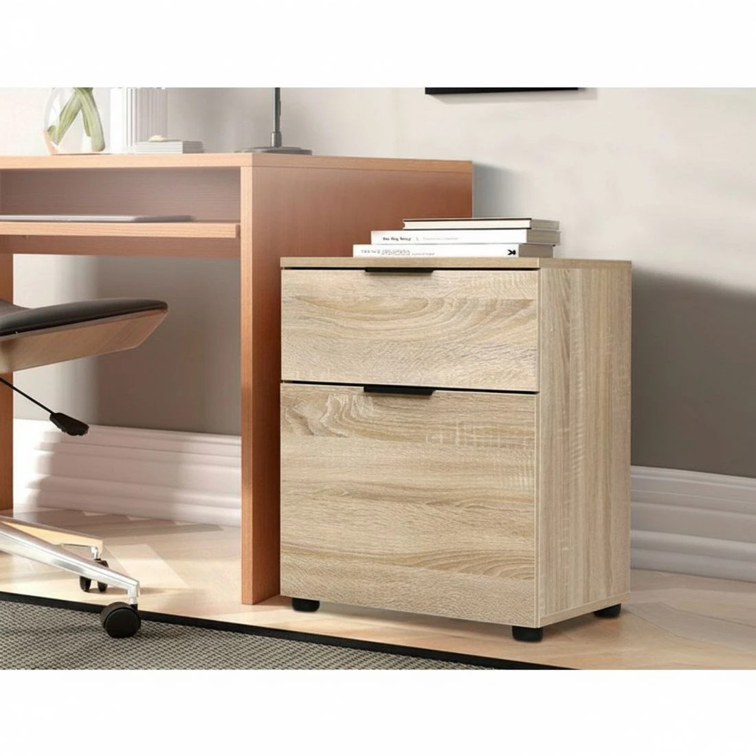 8 Artiss Filing Cabinet 2 Drawer Office Storage Organiser - Brown, 8 of 8