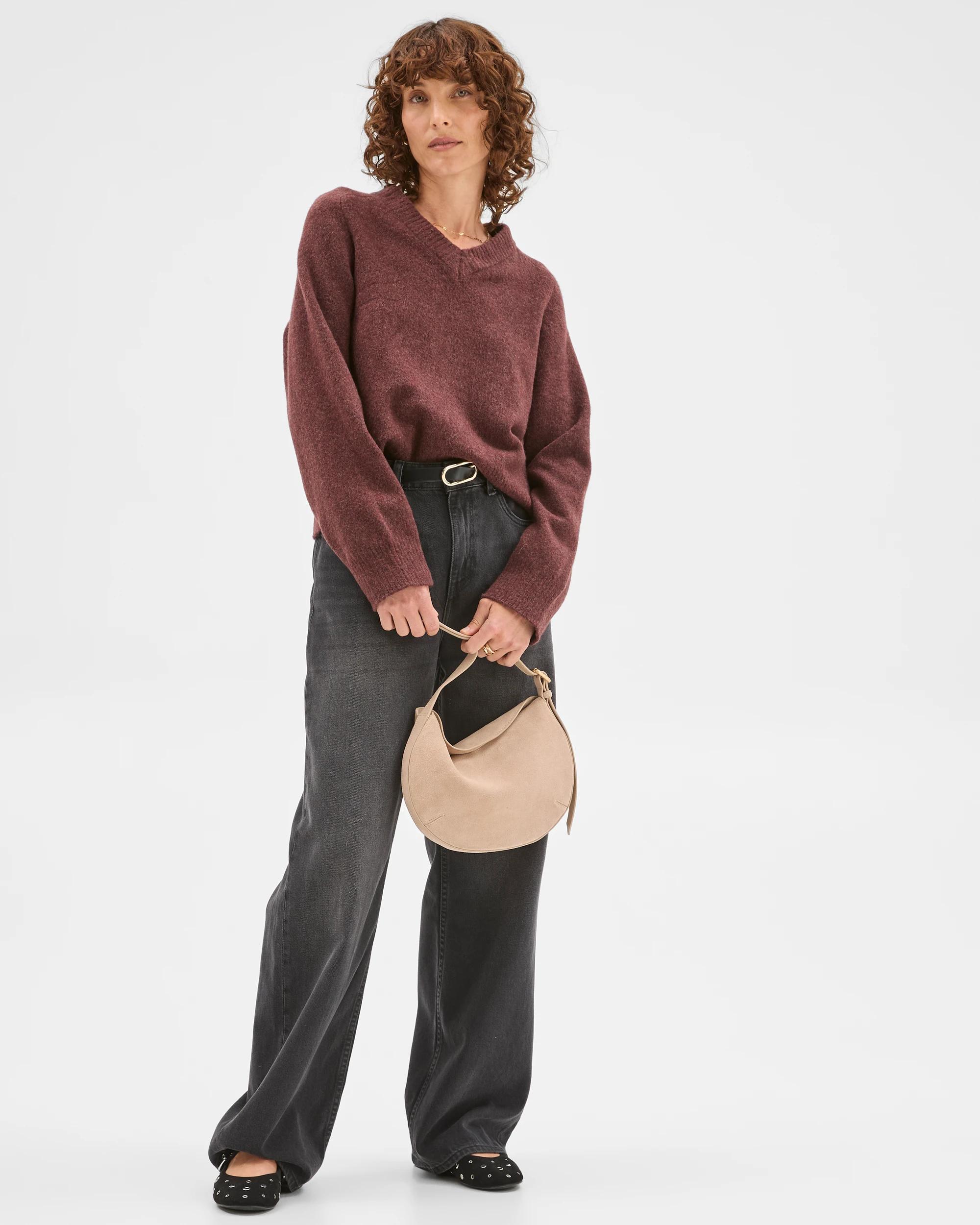 2 Target Woman Super Soft High V-Neck Jumper BURGUNDY, 2 of 6