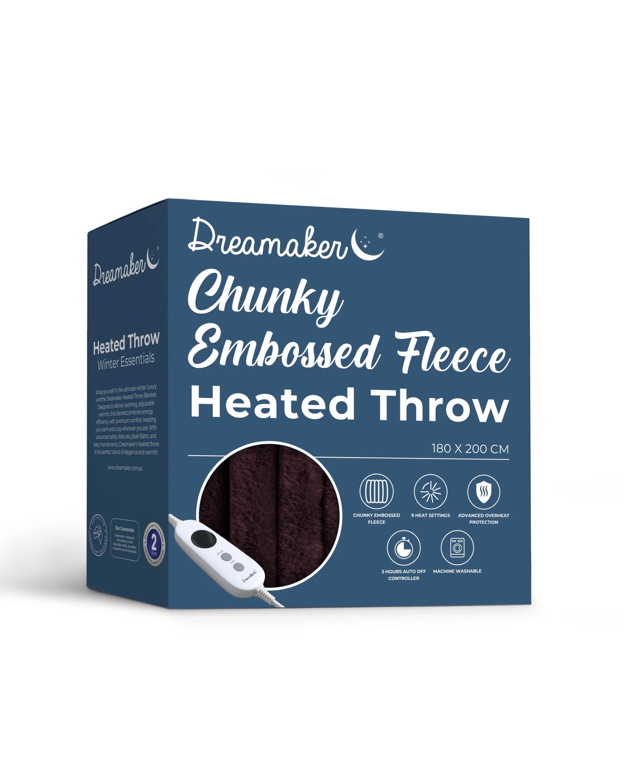10 Dreamaker Cirra Chunky Embossed Fleece Heated Throw 180x200cm - Cherry, 10 of 10
