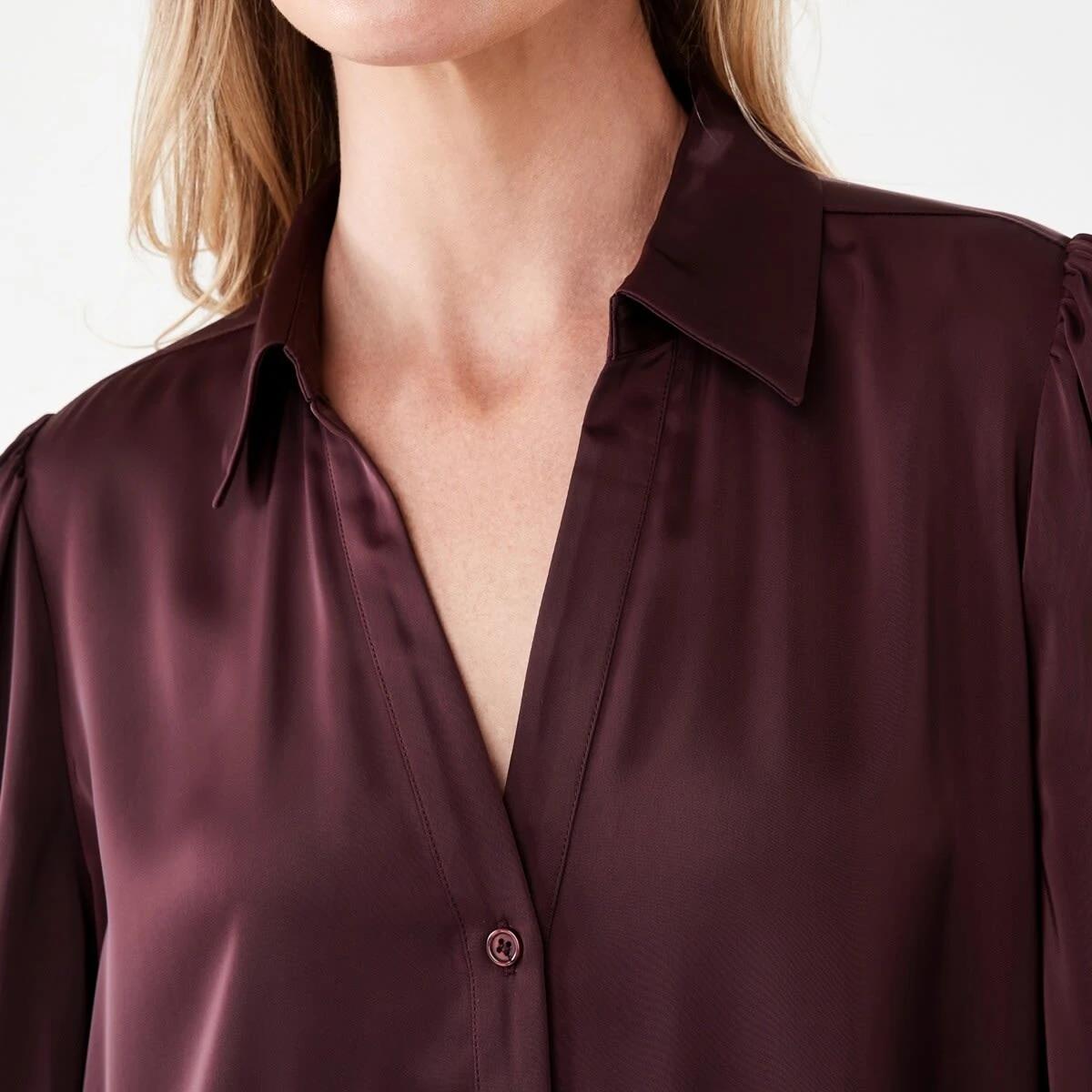 5 Long Sleeve Satin Shirt Mulberry, 5 of 6
