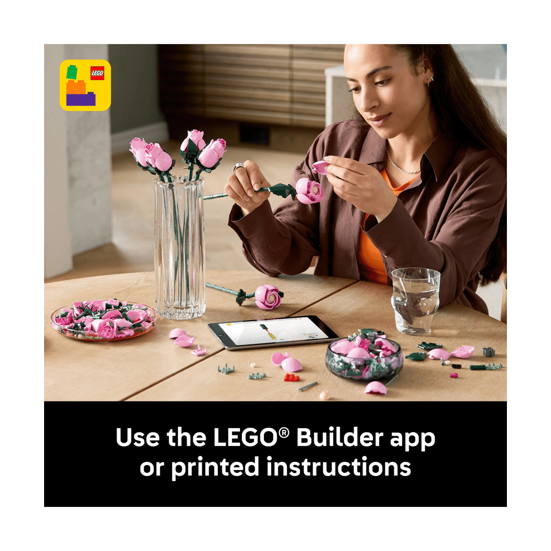 7 LEGO Botanicals Bouquet of Pink Roses 10374, 7 of 9