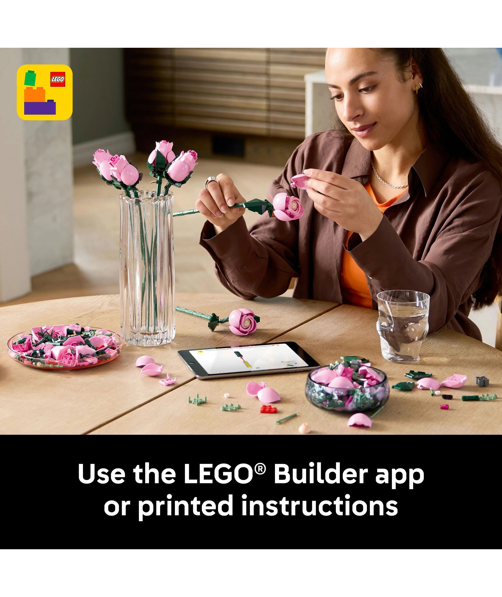 7 LEGO Botanicals Bouquet of Pink Roses 10374, 7 of 9