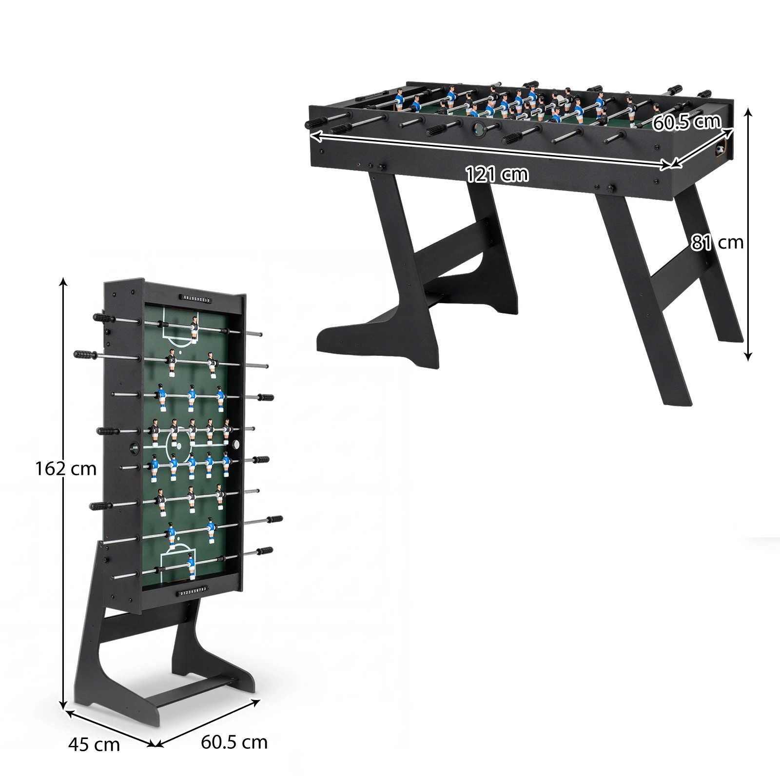 2 Costway Folding Foosball Table 121cm Competition Size Soccer Game Table Play - Black, 2 of 2