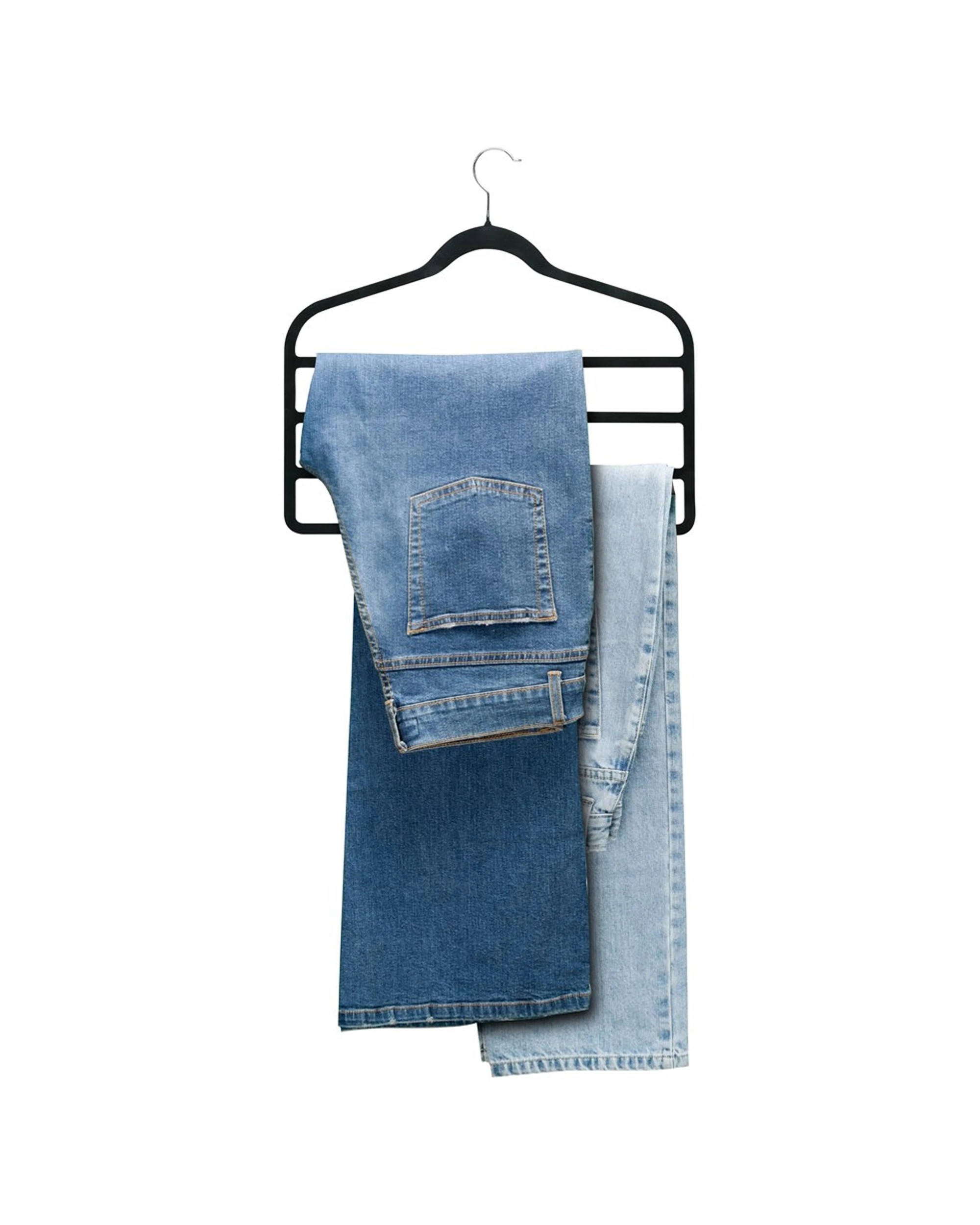 2 2pc Boxsweden 4 Tier Velvet Space Saving Clothes Hanger Hook Trouser Skirt Pants
 - Black, 2 of 3