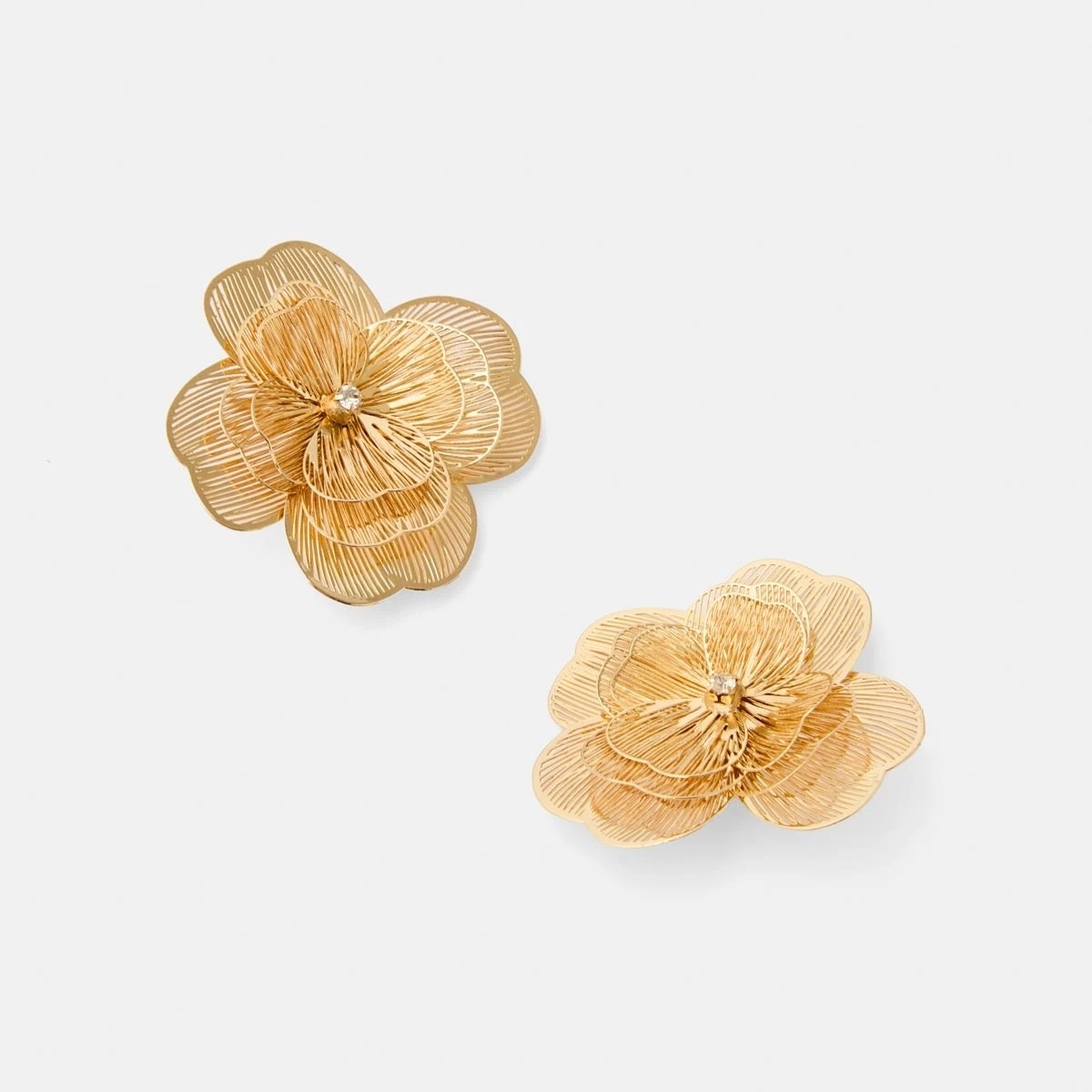 3 Filigree Flower Stud Earrings - Gold Tone, 3 of 5