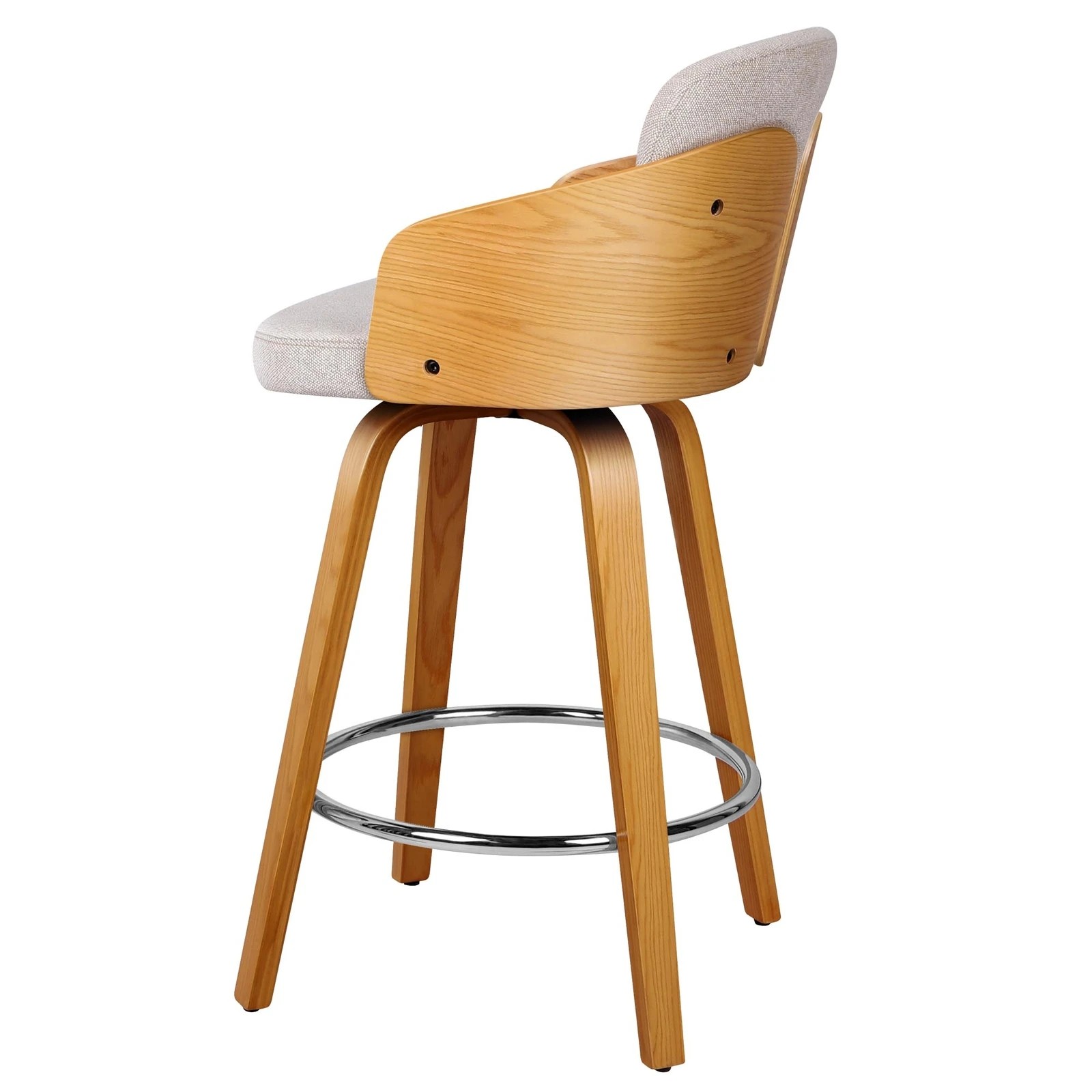 2 Alfordson 2x Swivel Bar Stools Alice Kitchen Wooden Dining Chair-Grey, 2 of 10