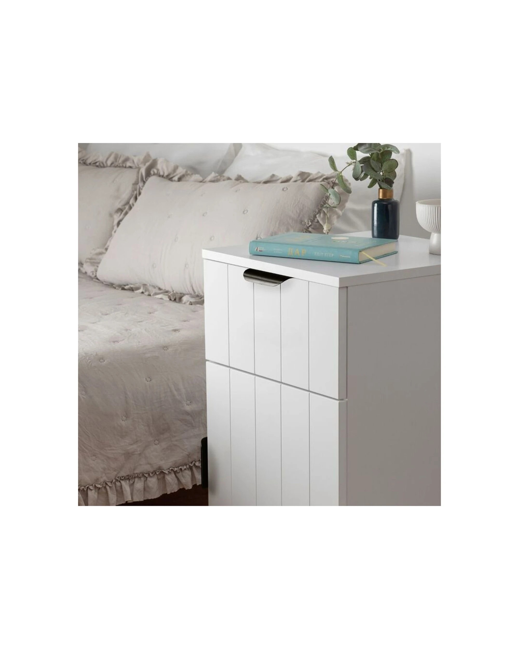 4 European Cabinetry Porto VJ Panel Front Bedside Table Pull Handle - White, 4 of 4