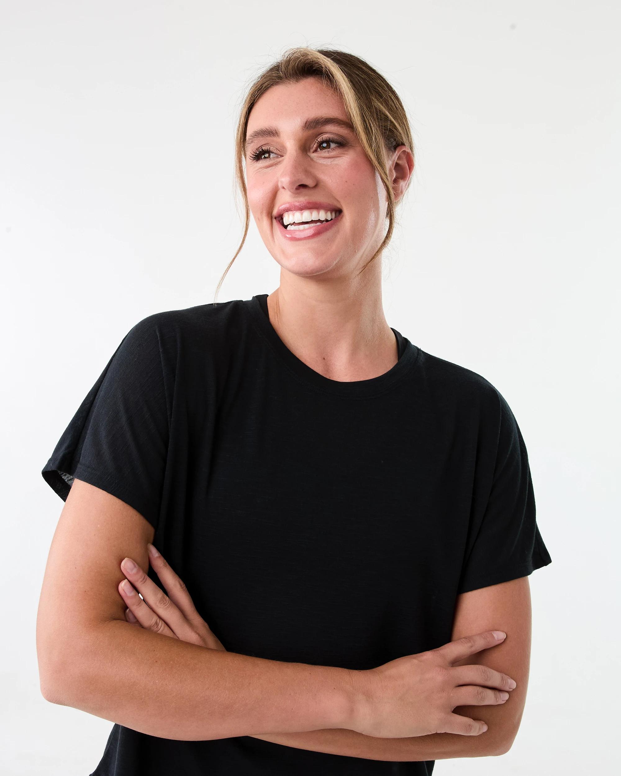 4 Active Womens Relax Sleeve T-shirt BLACK, 4 of 6