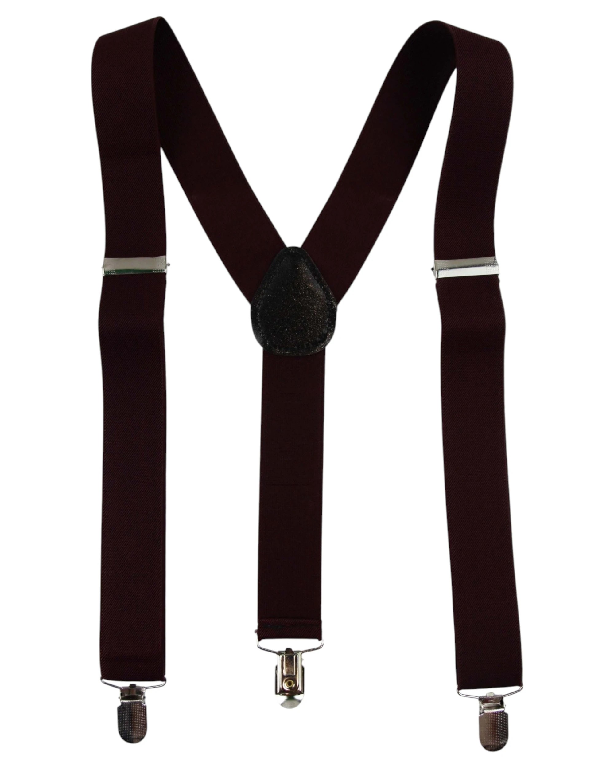 1 Zasel Mens Wide Heavy Duty Adjustable 100cm Plum Suspenders, 1 of 4