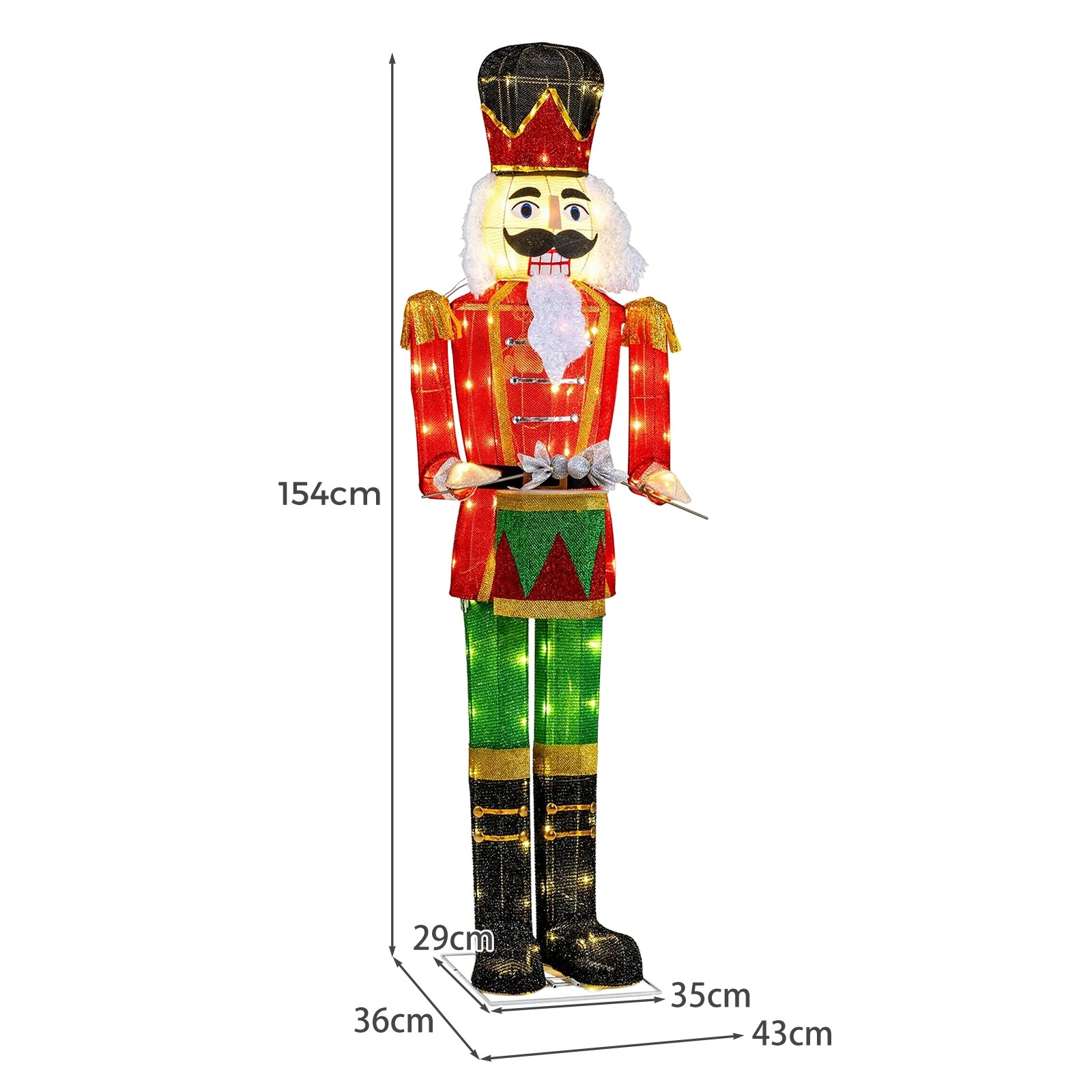 Costway 154cm Lighted Animated Christmas Nutcracker w/Playing Hands ...