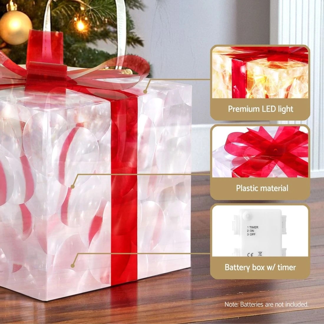 7 Jingle Jollys Christmas Lights 70 LED Fairy Light Gift Box 3pcs Decorations - Red, 7 of 7